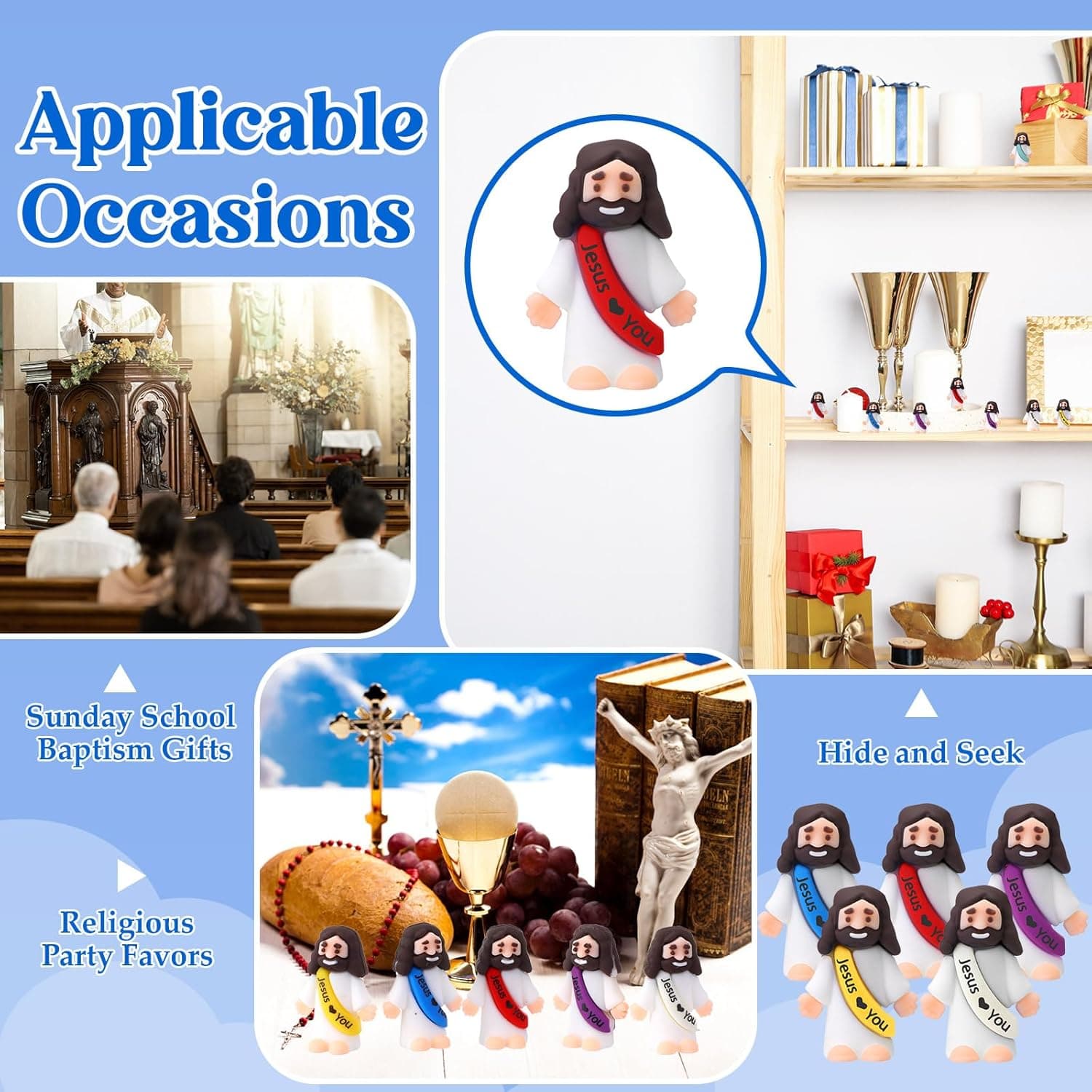 Bememo 25 Pcs Little Jesus Figures Original Design Jesus Love You Mini Rubber Jesus Toys to Hide and Seek Religious Party Favors Sunday School Baptism Gifts Stuffers(Lively Colors) - Image 4