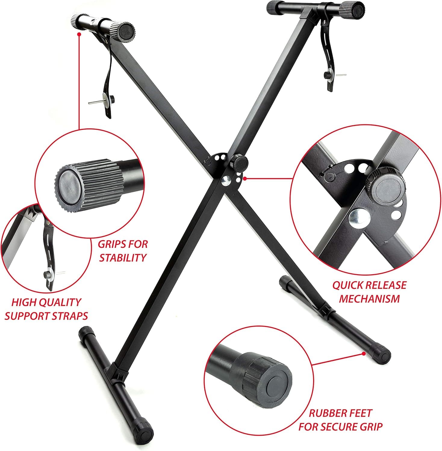 RockJam 61 Key Keyboard Piano Stand With Pitch Bend Kit, Piano Bench, Headphones, Simply Piano App & Keynote Stickers 61 Key Kit with Pitch Bend - Image 4