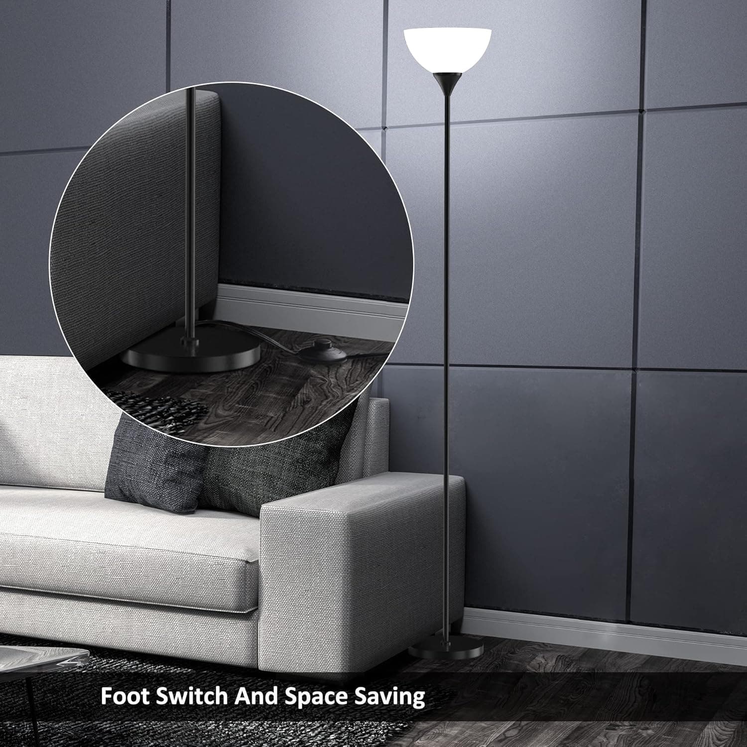 PESRAE Floor Lamp, Remote Control with Stpeless Color Temperatures and Brightness, Torchiere lamp for Bedroom, Living Room, Bulb Included (Matte Black) - Image 7