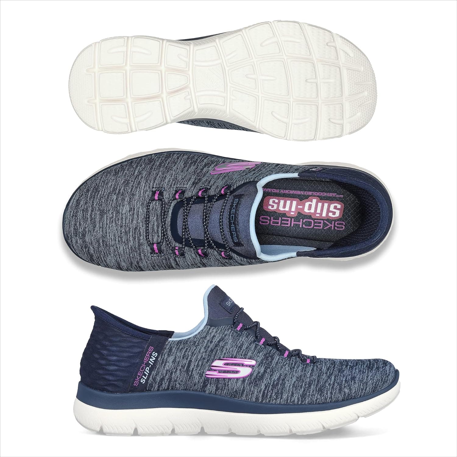 Skechers Women's Summits Dazzling Haze Hands Free Slip In Sneakers 12 Navy Purple - Image 8