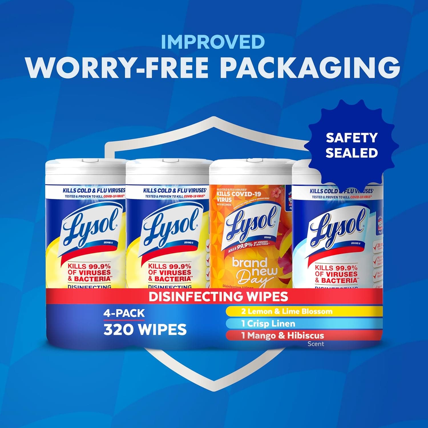 Lysol 消毒湿巾套装，家居公寓宿舍必备清洁用品，通用清洁剂，多表面清洁湿巾，多种香味消毒湿巾套装，80片（4包） - Image 6