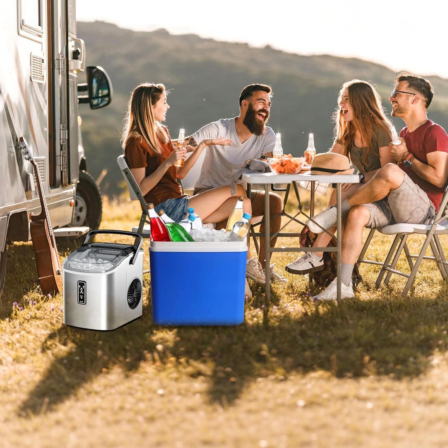 EUHOMY Ice Maker Countertop, 9 Cubes Ready in 6 Mins, 26lbs/24H, Self-Cleaning, Portable Ice Maker Machine with Carry Handle, Basket and Scoop, 2 Sizes of Bullet Ice for Home, Kitchen, Office - Image 9