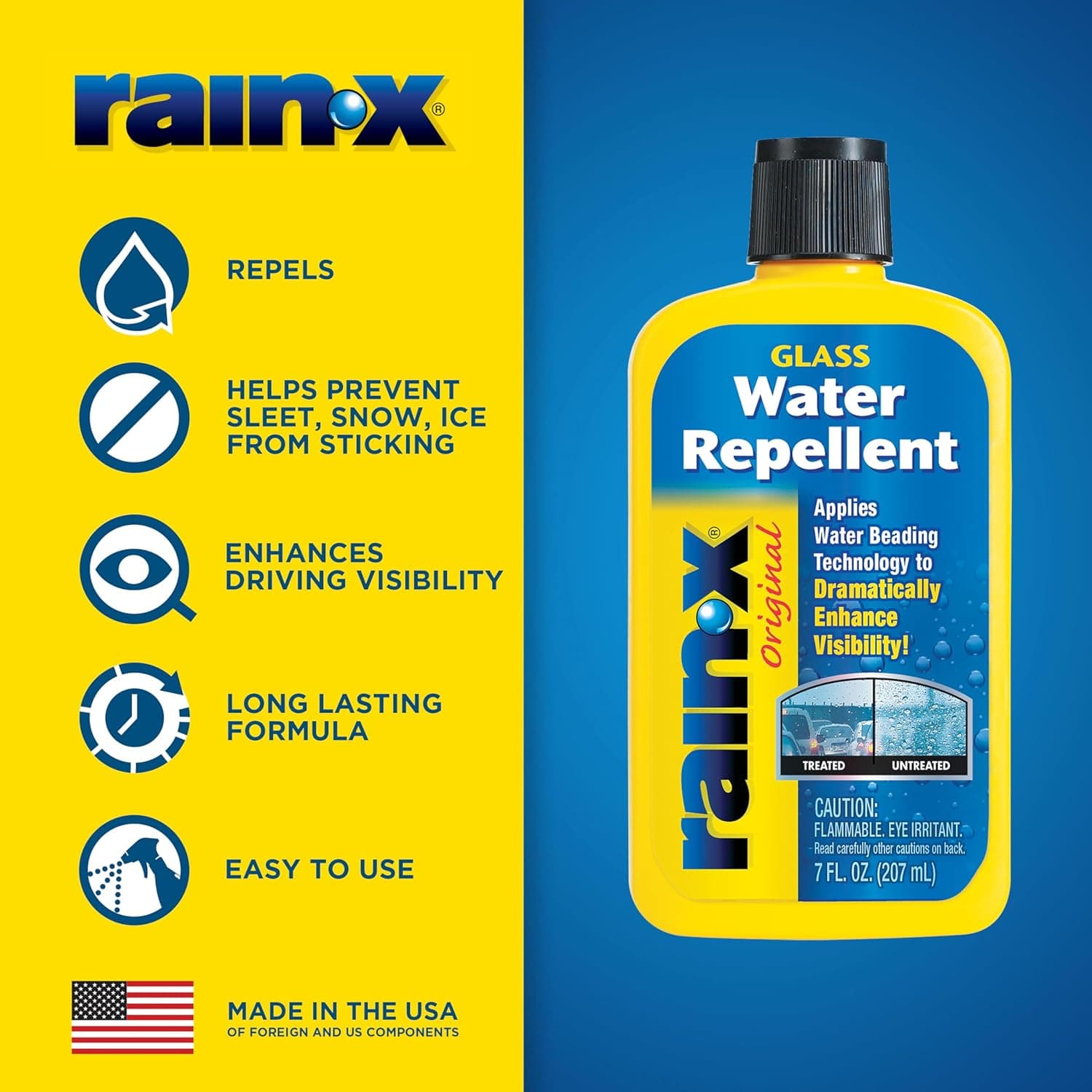 Rain-X 800002243 Glass Treatment, 7 oz. - Exterior Glass Treatment To Dramatically Improve Wet Weather Driving Visibility During All Weather Conditions Squeeze Bottle 7 Fl Oz (Pack of 1) - Image 5