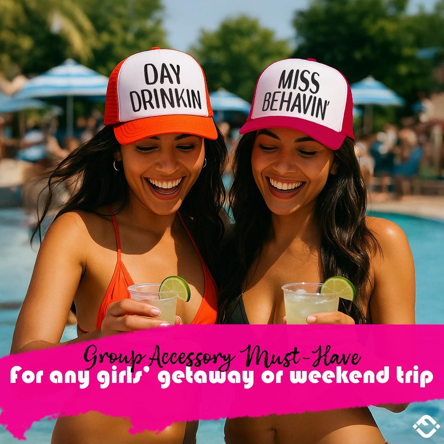 Funky Junque Retro Mesh Snapback Trucker Hat - Stylish Foam Cap for Bachelorette Party, Western Style, Spring Break Miss Behavin' - Hot Pink/White - Image 4