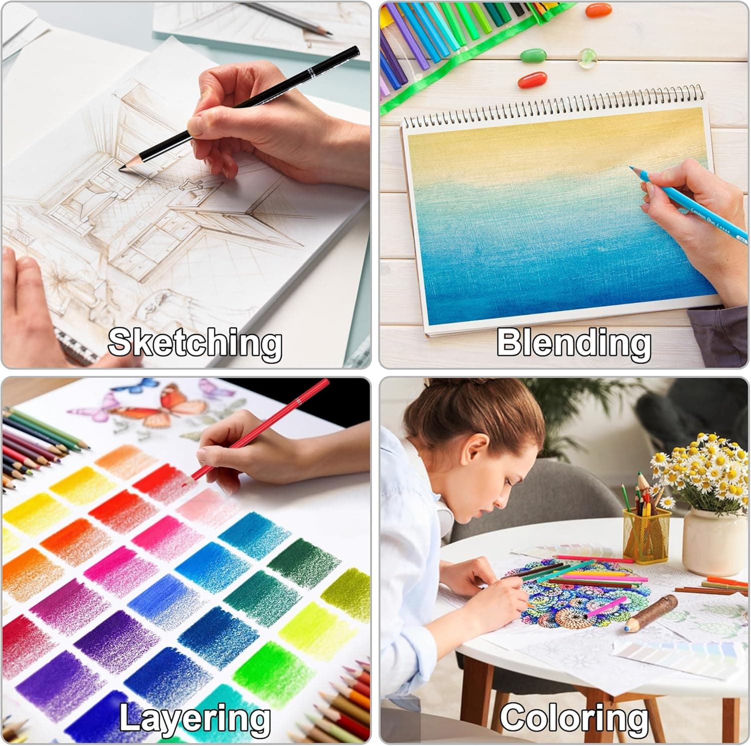 KALOUR 72 Count Colored Pencils for Adult Coloring Books, Soft Core,Ideal for Drawing Blending Shading,Color Pencils Set Gift for Adults Kids Beginners - Image 5