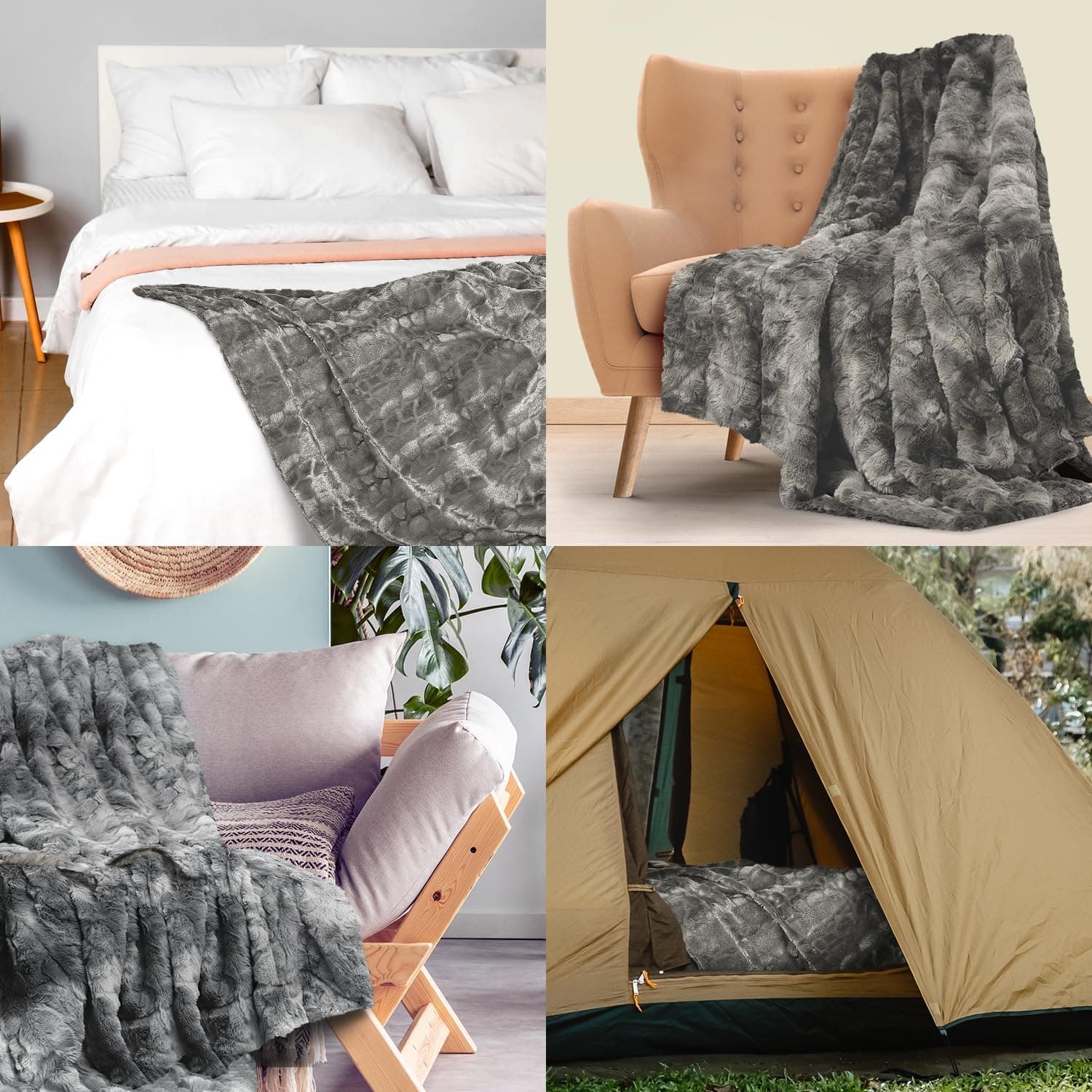 Everlasting Comfort Soft & Comfortable Gray Faux Fur Throw Blanket for Couch - (50"x65") Minky & Fluffy Fall Blankets & Throws, Plush Fuzzy Cover for Bed, Sofa & Living Room - Cozy Home Decor - Image 8