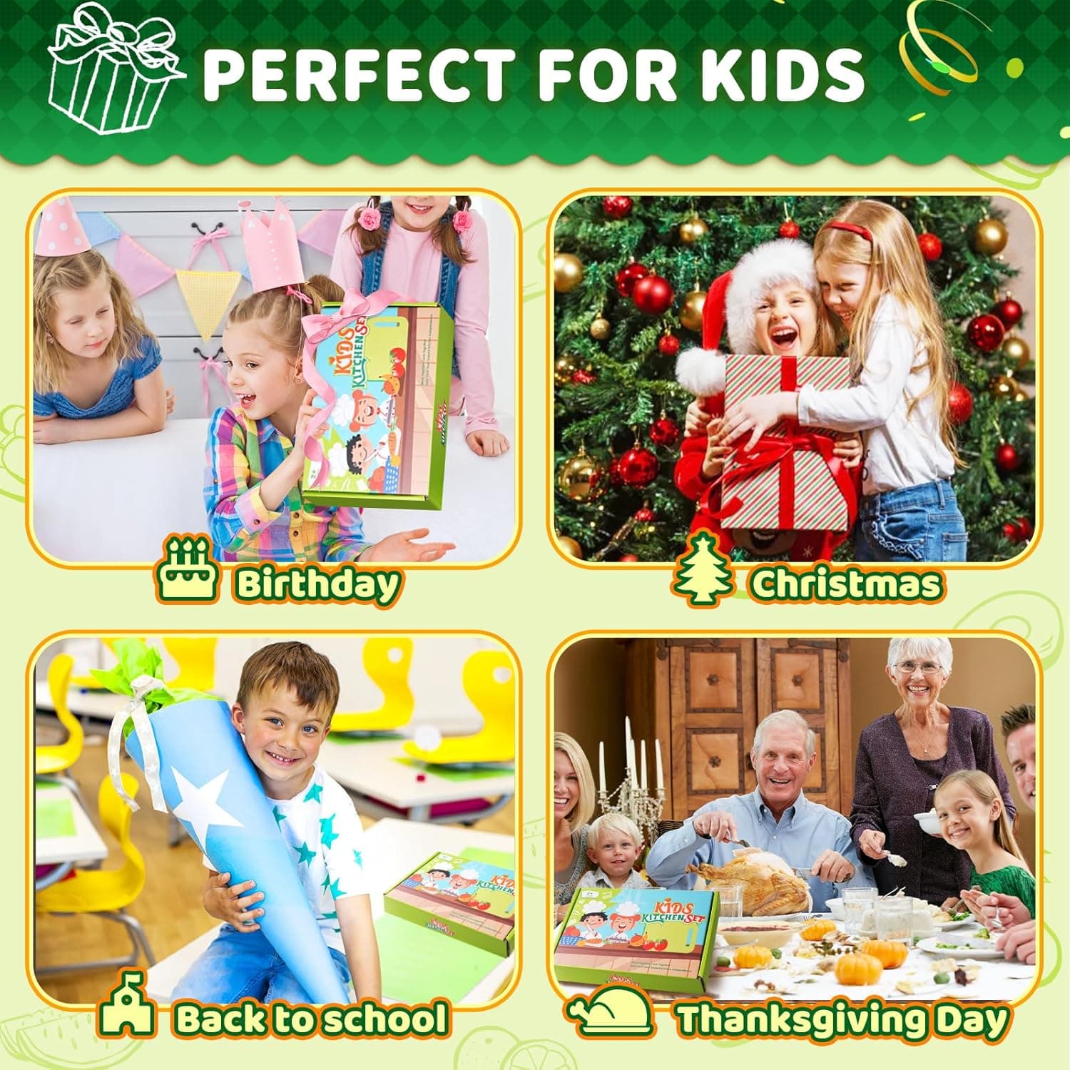 13 Pieces Montessori Kitchen Toys for Toddlers-Kids Cooking Sets Real-Toddler Toys Set for Real Cooking with Plastic Children Safe Knives Crinkle Cutter Kids Cutting Board 13PCS - Image 7