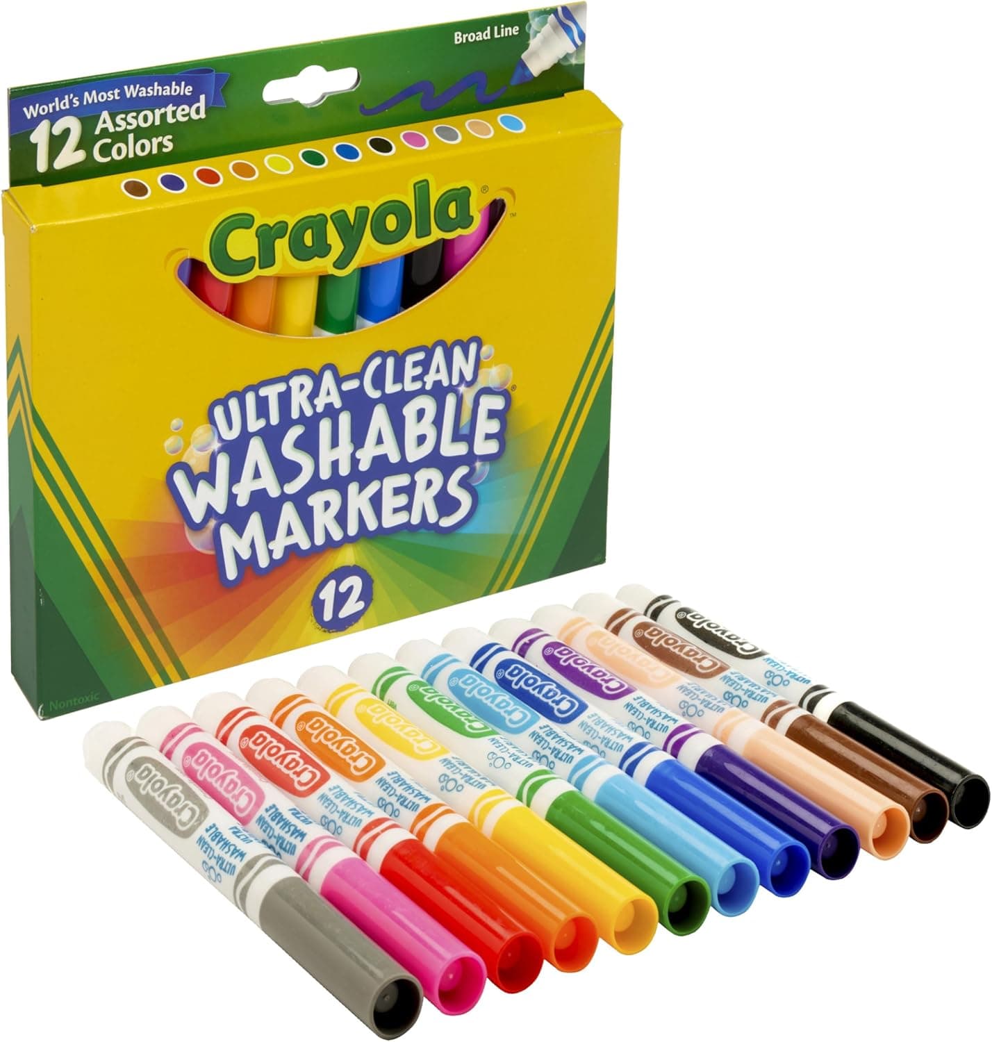 Crayola Broad Line Markers (12 Count), Washable Markers for Kids, Assorted Colors, Arts & Crafts Supplies, For Coloring Books & Art Projects, Ages 3+ - Image 2
