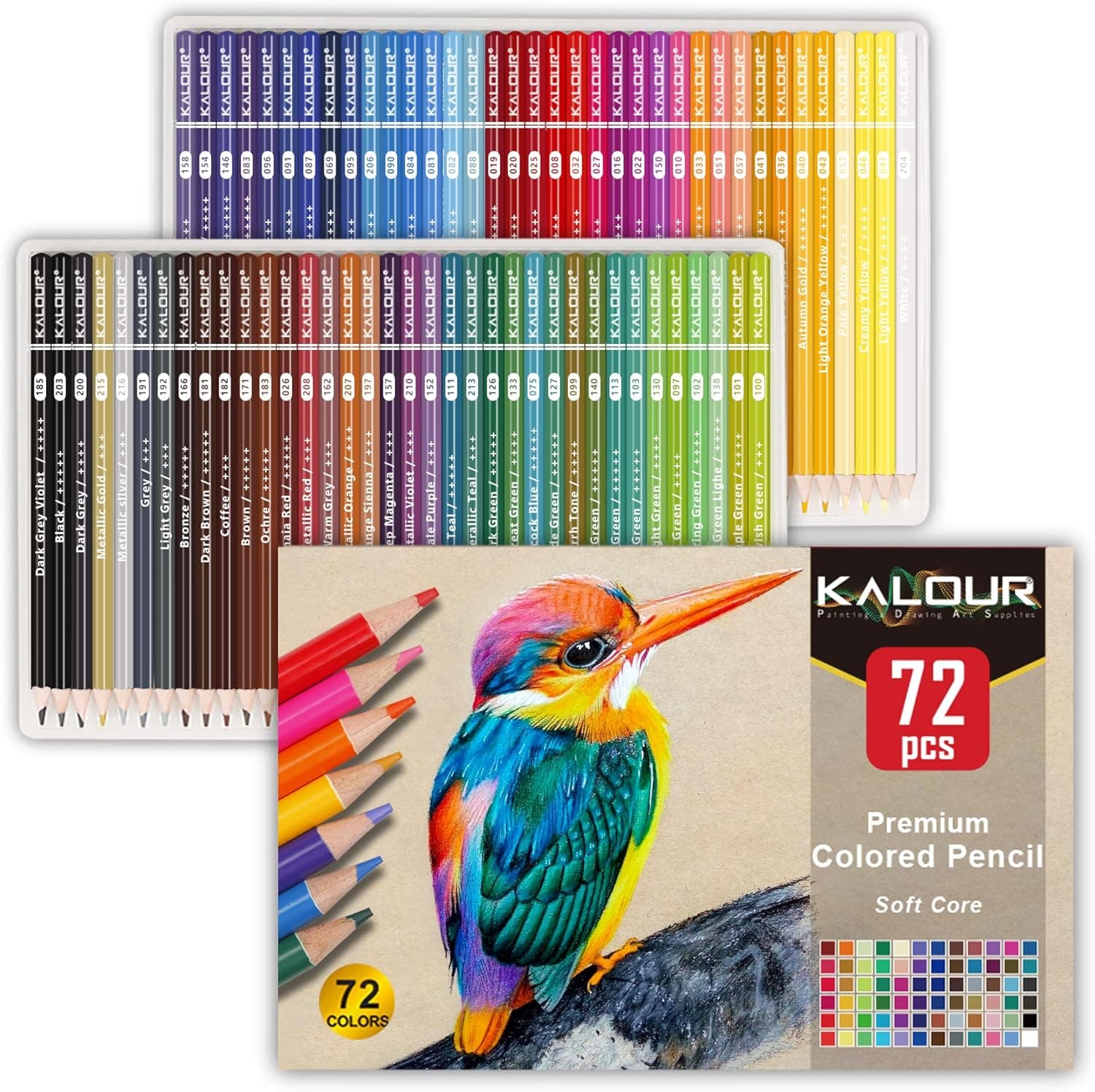 KALOUR 72 Count Colored Pencils for Adult Coloring Books, Soft Core,Ideal for Drawing Blending Shading,Color Pencils Set Gift for Adults Kids Beginners - Image 2