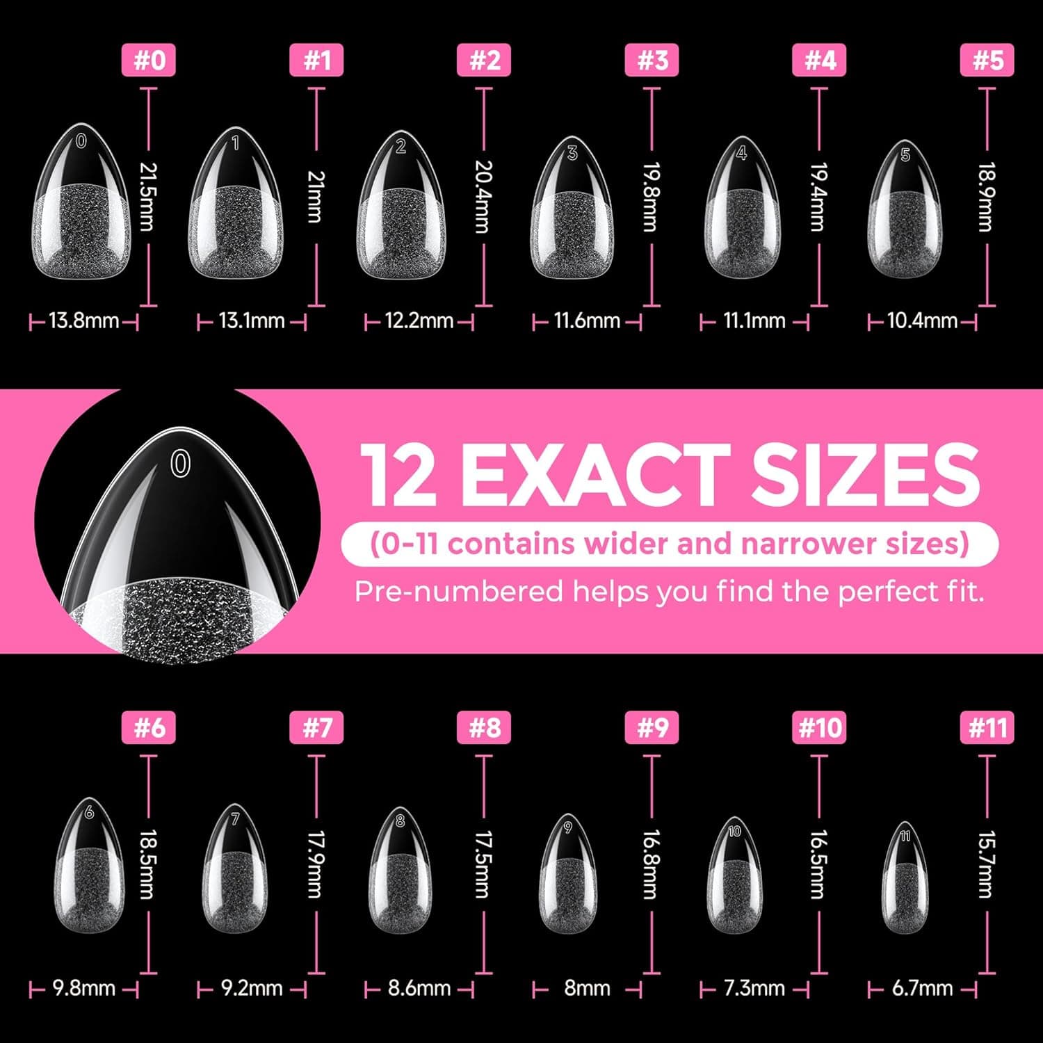 UNA GELLA Short Almond Fake Nails 216pcs Pre-shape Gel Acrylic Nail Tips for Full Cover Nail Extension Home DIY Nail Salon 12 Sizes Gelly Tips A-Short Almond - Image 9