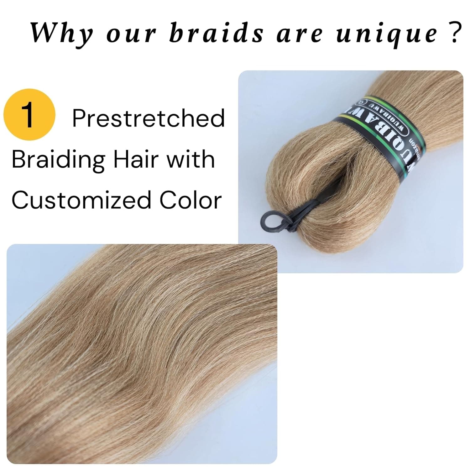 Brown Blonde Braiding Hair Pre stretched Box Braiding Hair Extensions Feed in Braids Pack of 3 Blonde-Brown Blonde - Image 4