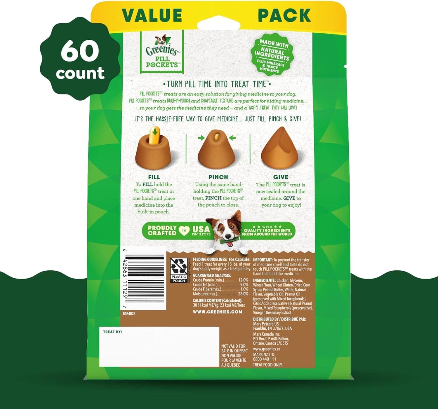Greenies Pill Pockets for Dogs Large Size, Soft Dog Treats, with Real Peanut Butter, 15.8 oz. Pouch (60 Treats) Peanut Butter 60 Count (Pack of 1) - Image 3