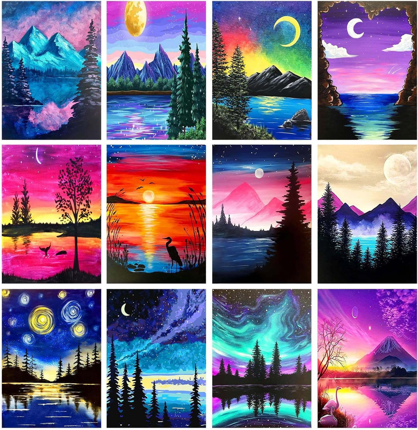 TINY FUN 12 Pack Diamond Painting Kits for Adults 5D Diamond Art Kit Paint by Number for Beginners, DIY Paint with Round Full Drill Diamonds Paintings Gem Art for Home Wall Decor Gift (12X16 Inch - Image 2