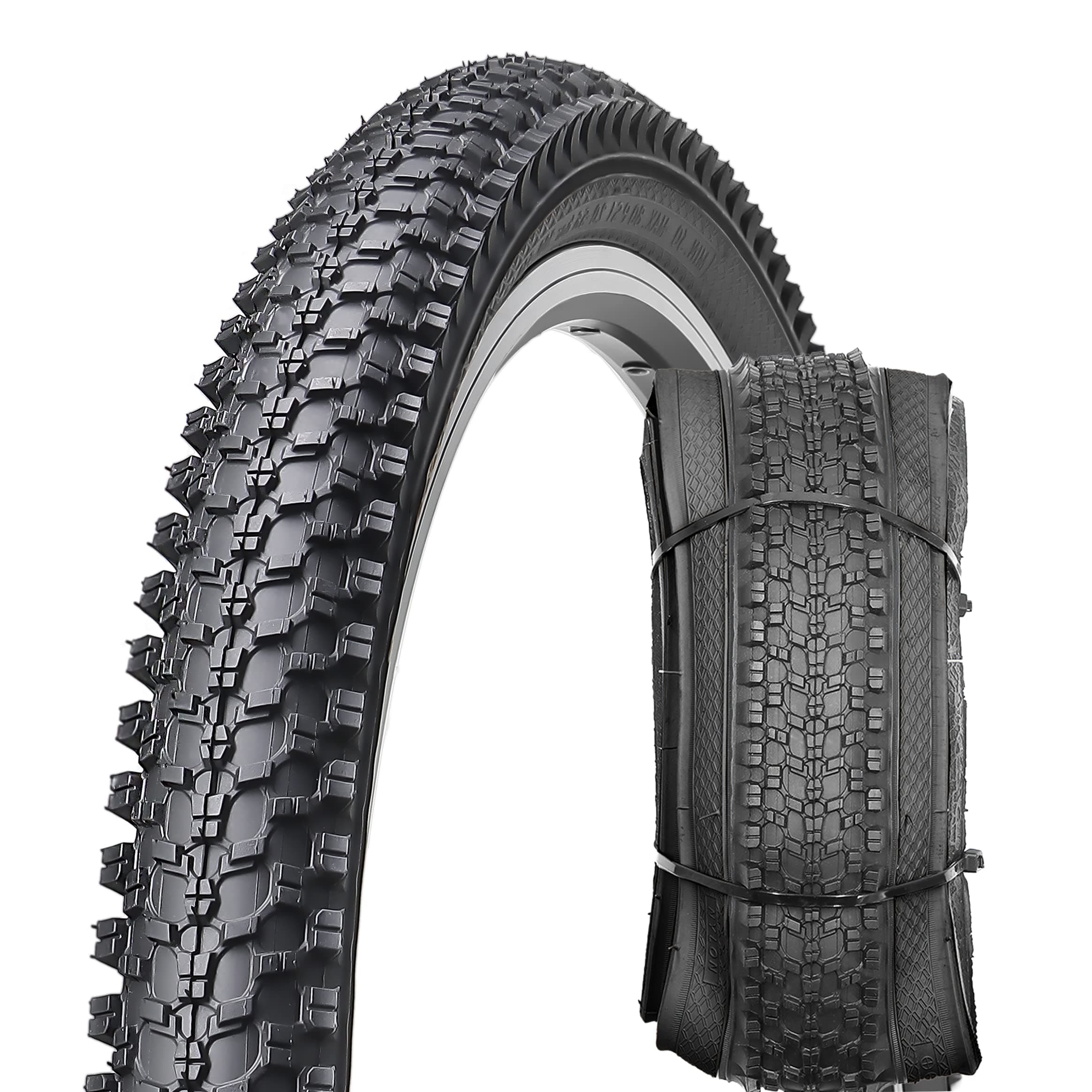 MOHEGIA Mountain Bike Tire: 20x2.125/24x1.95/26x1.95 Inch Butyl Rubber Bicycle Tire Folding Replacement for MTB Dirt Offroad Cycling 26x1.95 inch Qty 1 Tire