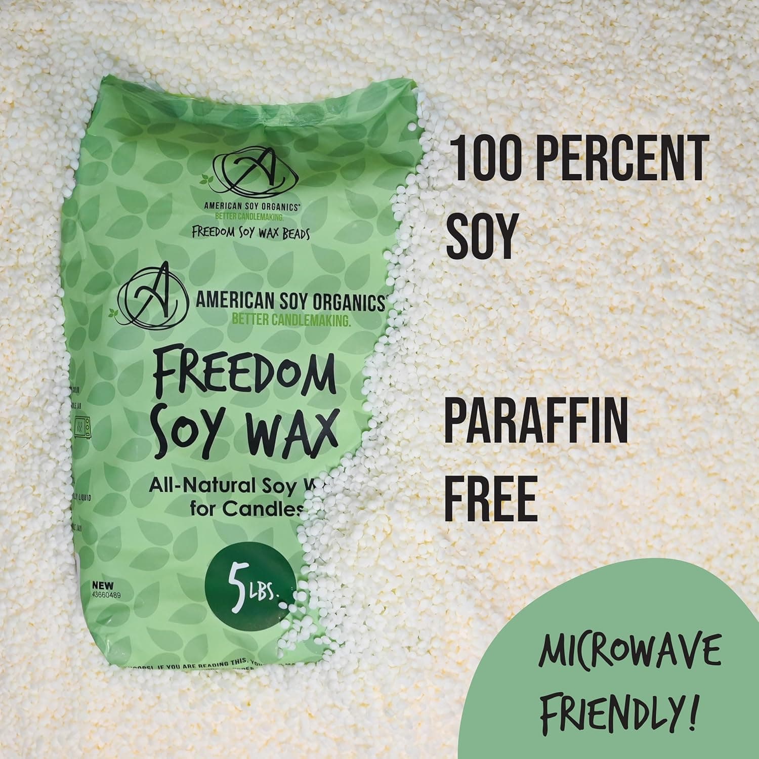 American Soy Organics Freedom Soy Wax Beads pour la fabrication de bougies - Fournitures naturelles pour la fabrication de bougies - Cire à bougie sans paraffine, sans cire d'abeille pour bougies en contenant, bougies chauffe-plat et fondants, 10 lbs 10lb - Image 8