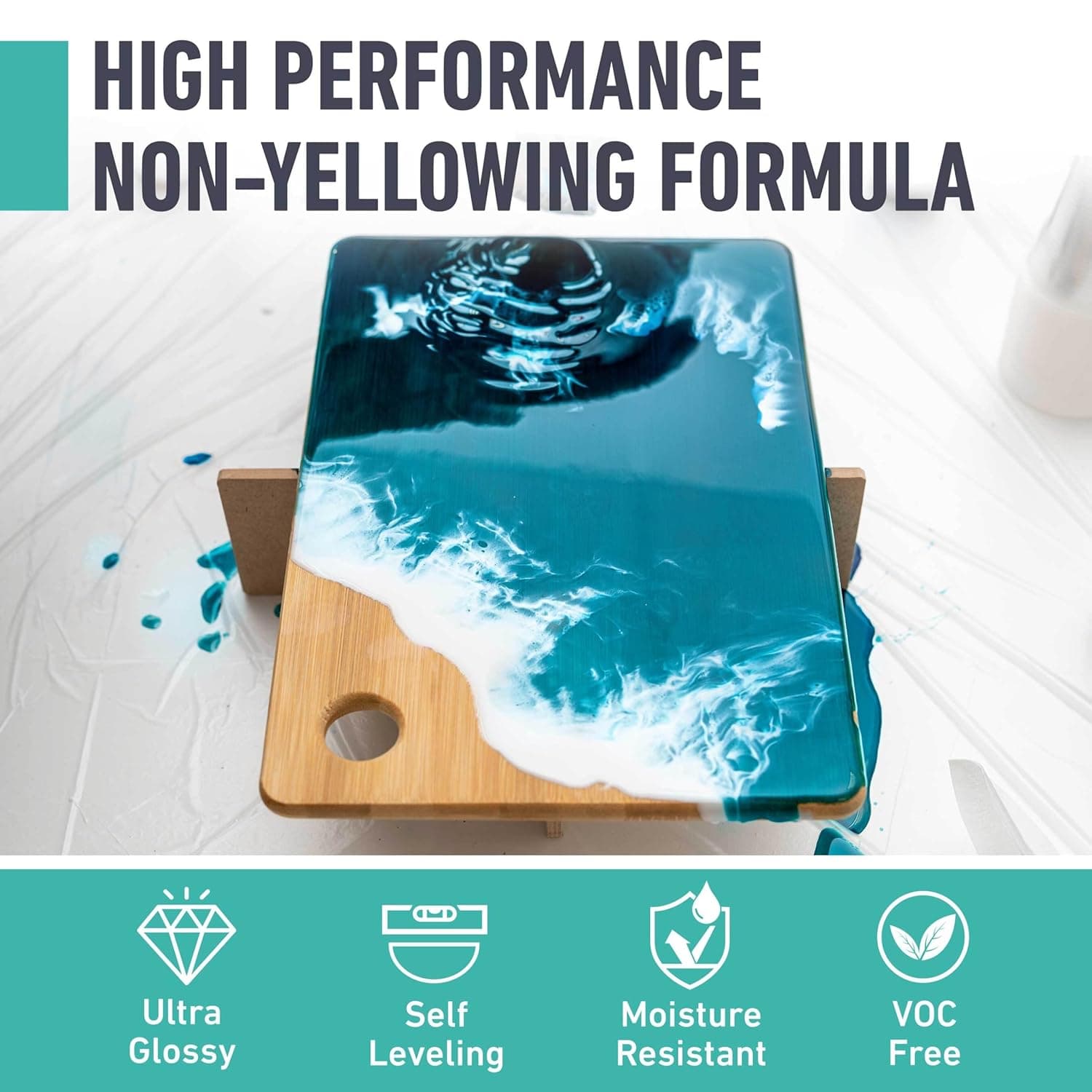 Epoxy Resin - Ultra-Gloss 1 Gallon Kit, Crystal Clear, Self-Leveling, UV & Impact Resistant Resin Kit for Art, Jewelry, Tables & Countertops, Easy 1:1 Mix, DIY Crafts - Image 3