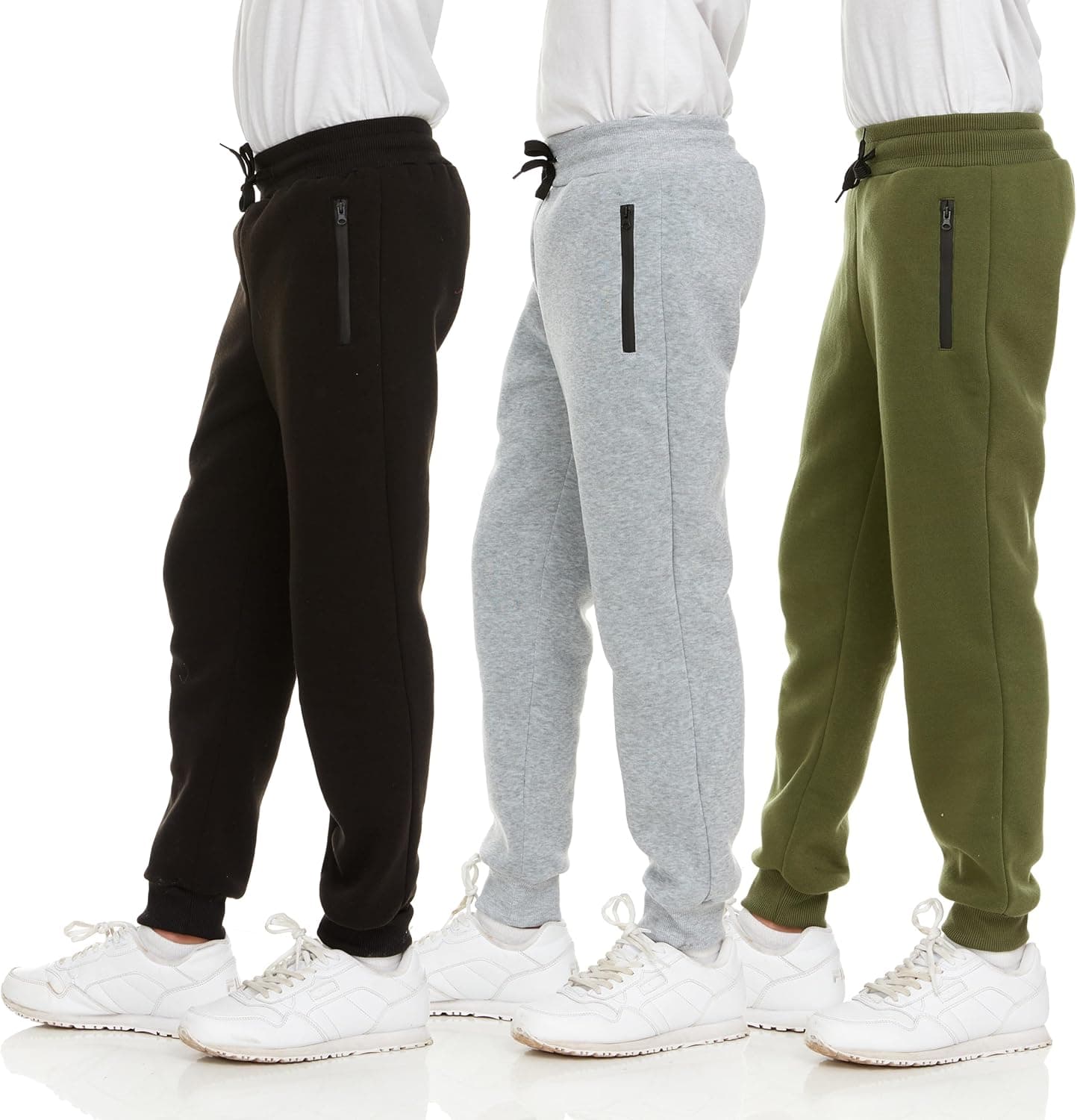 PURE CHAMP 3Pk Boys Sweatpants Fleece Athletic Workout Kids Clothes Boys Joggers with Zipper Pocket and Drawstring Size 4-20 Large Set3 - Image 2