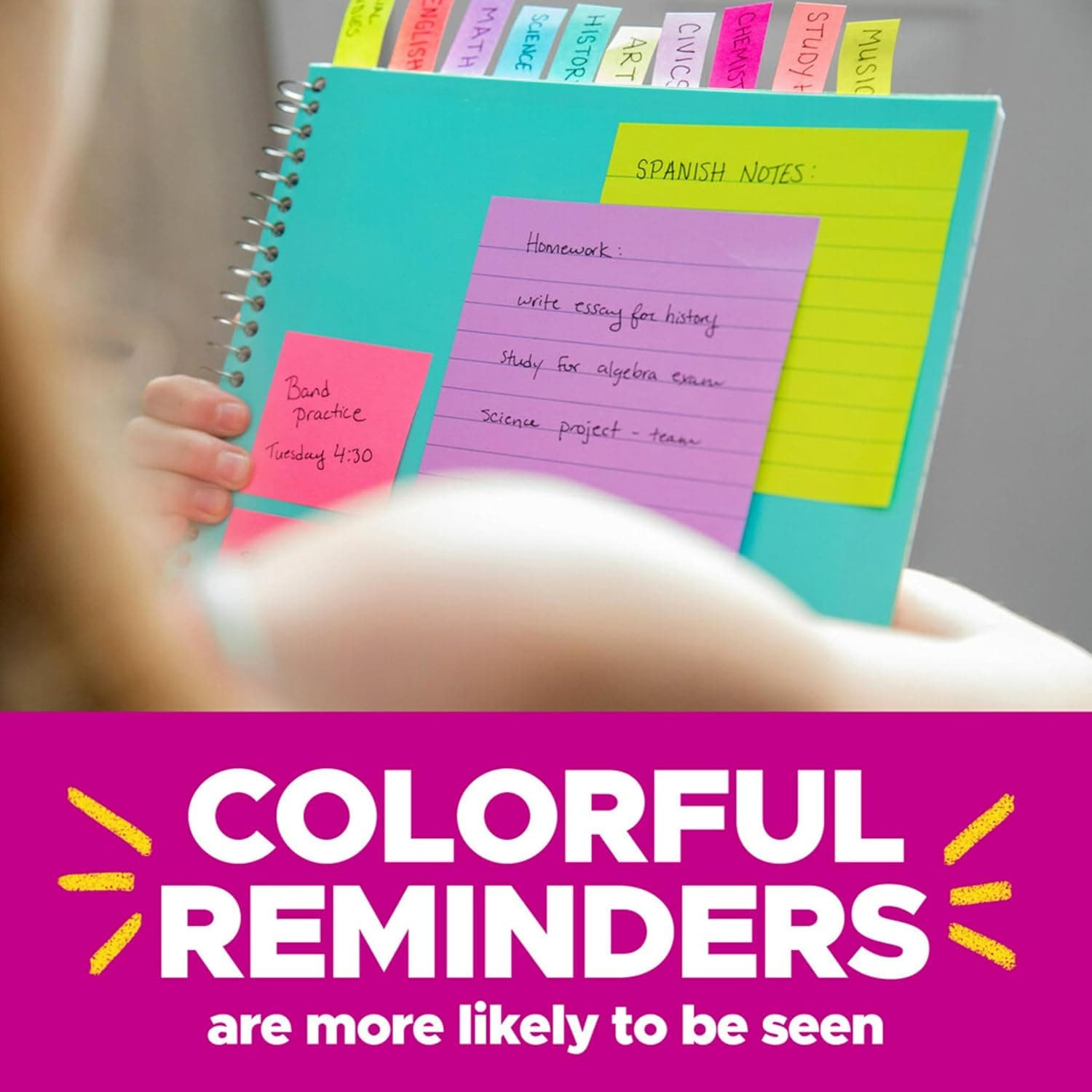 Post-it Super Sticky Notes, 24 Sticky Note Pads, 3 x 3 in., Ideal for Organization in Your Dorm, Home or Office, 2X The Sticking Power, Supernova Neons Collection 7.4" x 3.2" - Image 6