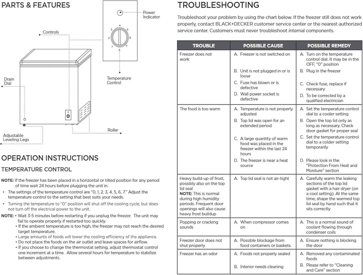 BLACK+DECKER 2.0 Cu. Ft. Compact Chest Freezer, Deep Freezer Holds Up To 70 Lbs. of Frozen Food, Removable Storage Basket, Manual Defrost, White - Image 9