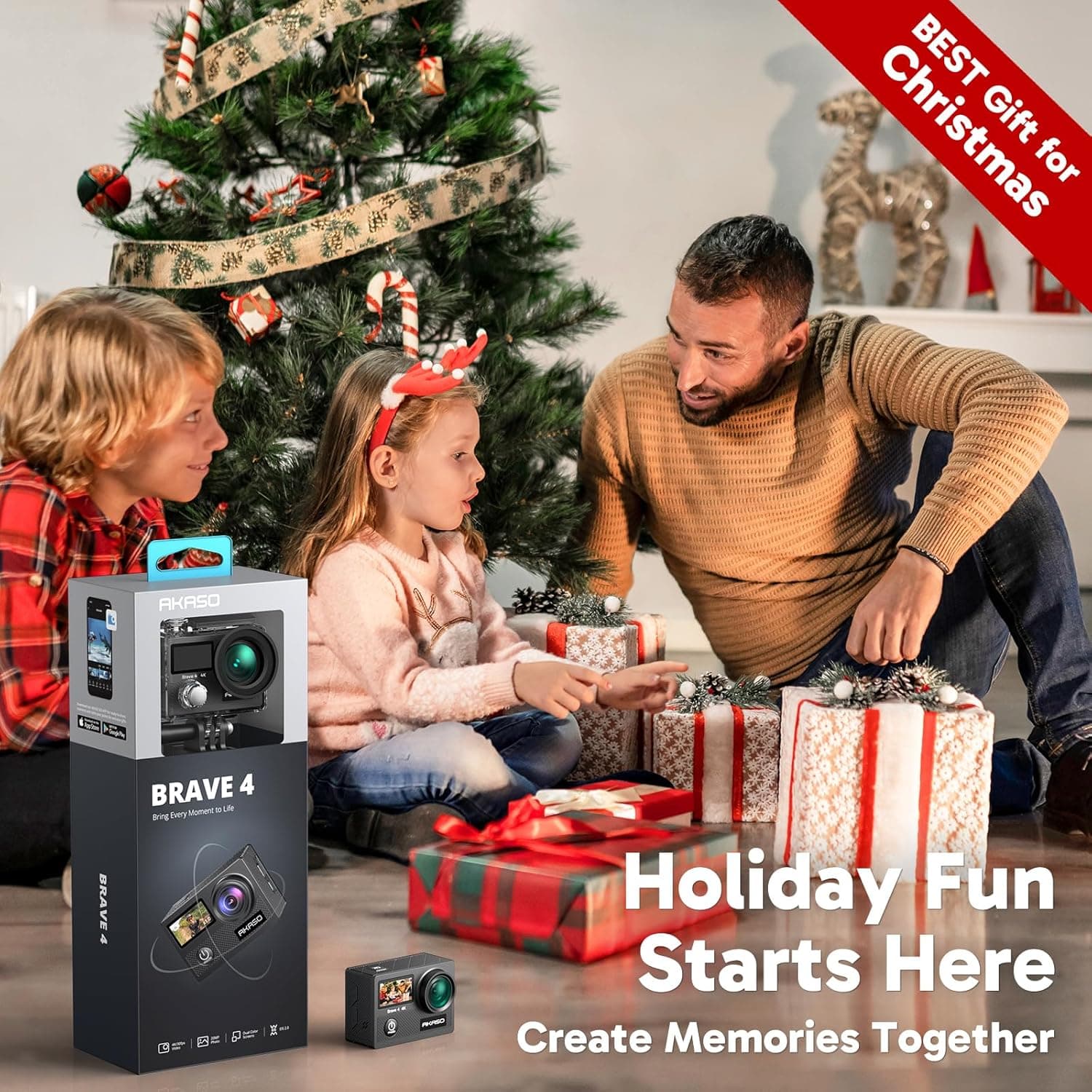 AKASO Brave 4 Action Camera 4K 30fps Ultra Hd Video 20MP Photo, EIS, WiFi Remote Control, 2X Batteries, Waterproof Underwater Camera for Snorkel, Travel, Motorcycle, Bicycle, Helmet Accessories Kit - Image 7