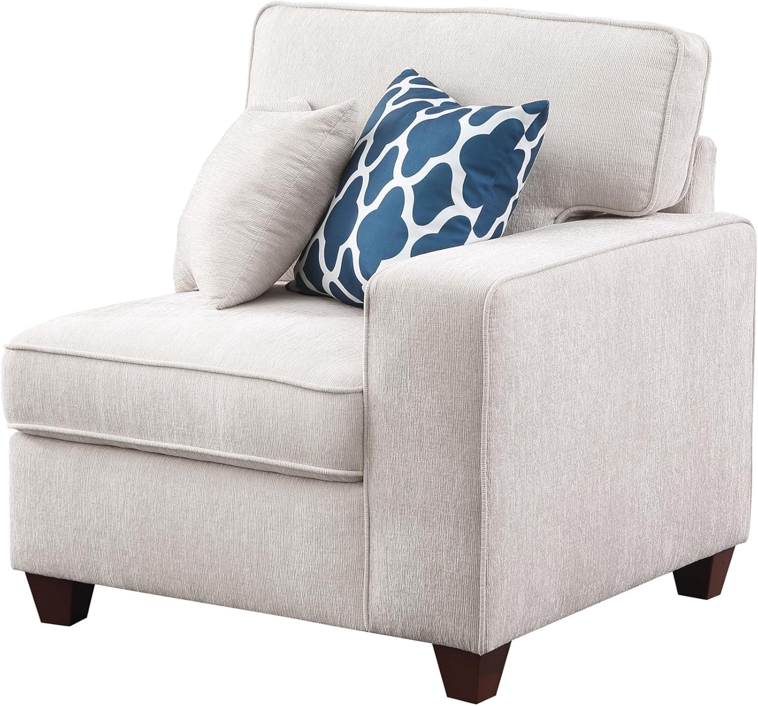 127" L-Shaped Sectional Couch with Movable Ottoman & 6 Throw Pillows,7 Seat Chenille Upholstered Sofa W/2 Cup Holder,USB Port & Hidden Storage Box,DIY Combination,for Living Room,Apartment,Beige Beige-2 127" - Image 13