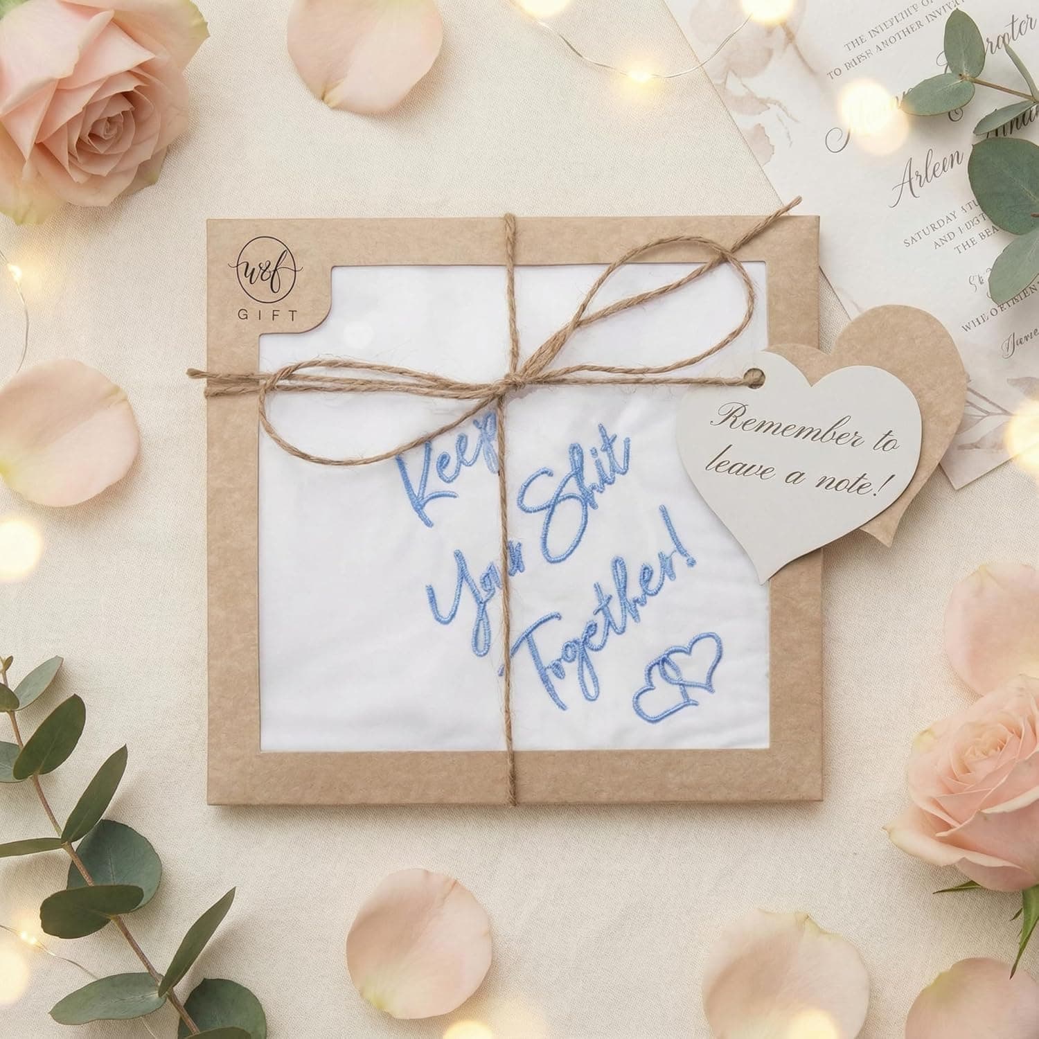 W&F GIFT Something Blue Wedding Gift Embroidered Handkerchief | Keep Your Shit Together! | Wedding Day Bride Gift - Image 2