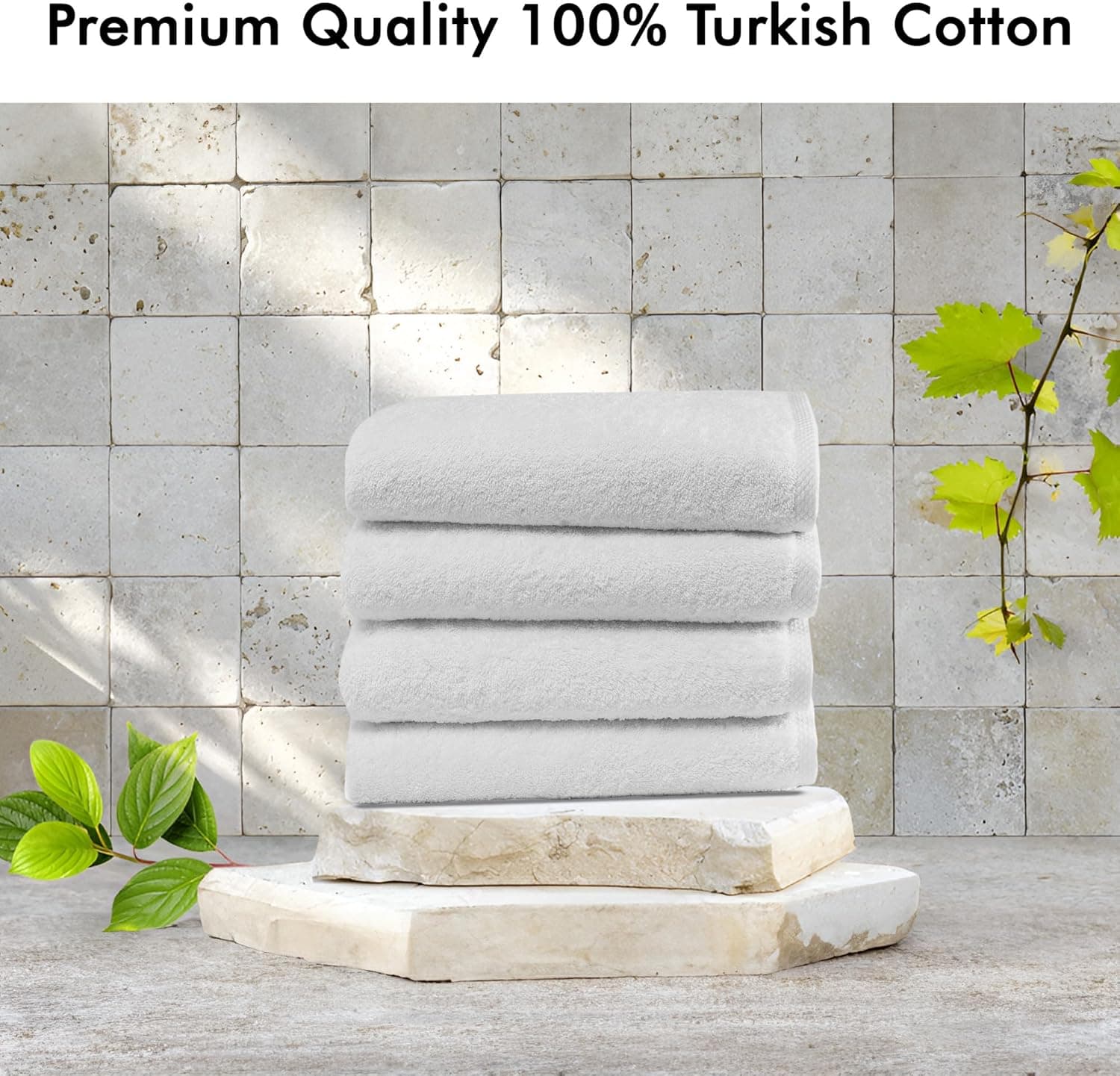 Classic Turkish Towels CTT - Premium 4 Piece Bath Towel Set, Made with 100% Turkish Cotton, Quick Drying, Highly Absorbent & Comfy Towels for Spa & Hotel | 27"x54" (White) 4-Piece Bath Towels-27 x 54 Inches White - Image 5