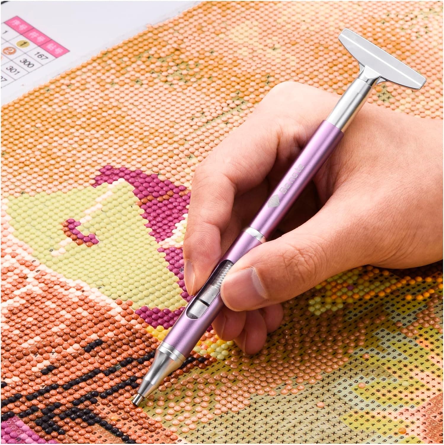 Benote Diamond Art Painting Pen Refillable Wax, Diamond Paint Accessories Refillable Wax Pen Self-Stick Drill Pens with Metal Correction Plate for Art DIY Craft - B18 - Image 8