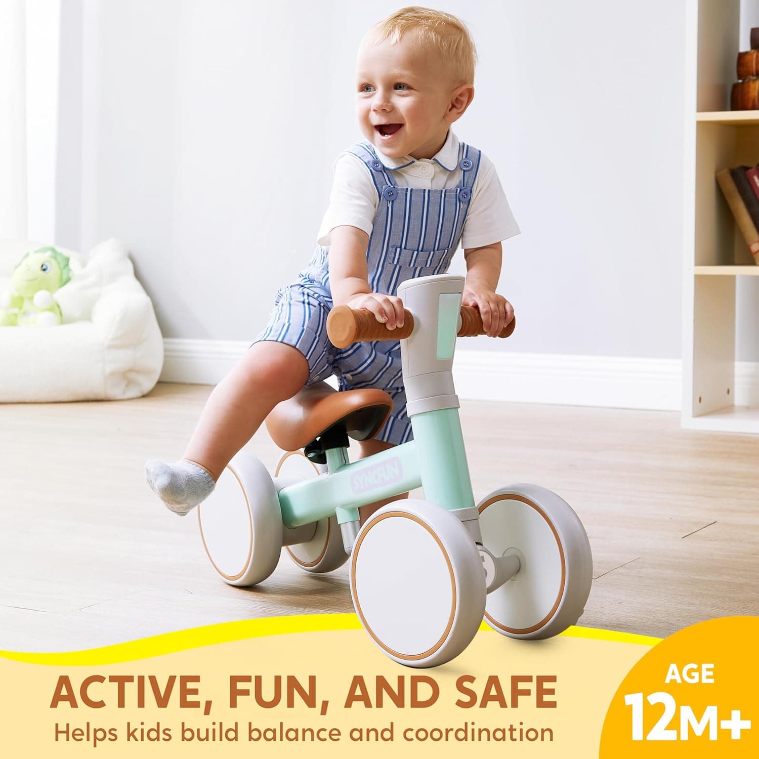 SYNCFUN Baby Balance Bike with Music and Light for 1-2 Year Old Toddlers, 1st Birthday Gift, One Year Old Birthday Gift for Boys Girls, Outdoor Baby Toys (Blue) Green - Image 2