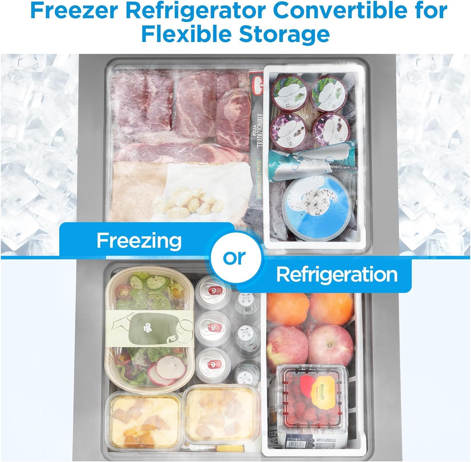 Midea MERC04C4BAWW Chest Freezer, 3.5 Cubic Feet Freezer With Removable Basket, Interior LED Light, Adjustable Temperature, For Kitchen Apartment Office, White 3.5 Cubic Feet (Convertible) - Image 3