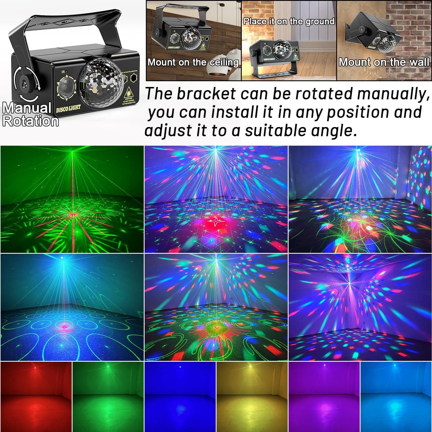 Party Lights, DJ Disco Light Disco Ball Light Sound Activated Strobe Stage Lights for Parties Birthday Christmas Gift Wedding Karaoke KTV Bar Club Pub Dance Home Room Halloween Decorations 1 Plastic - Image 4