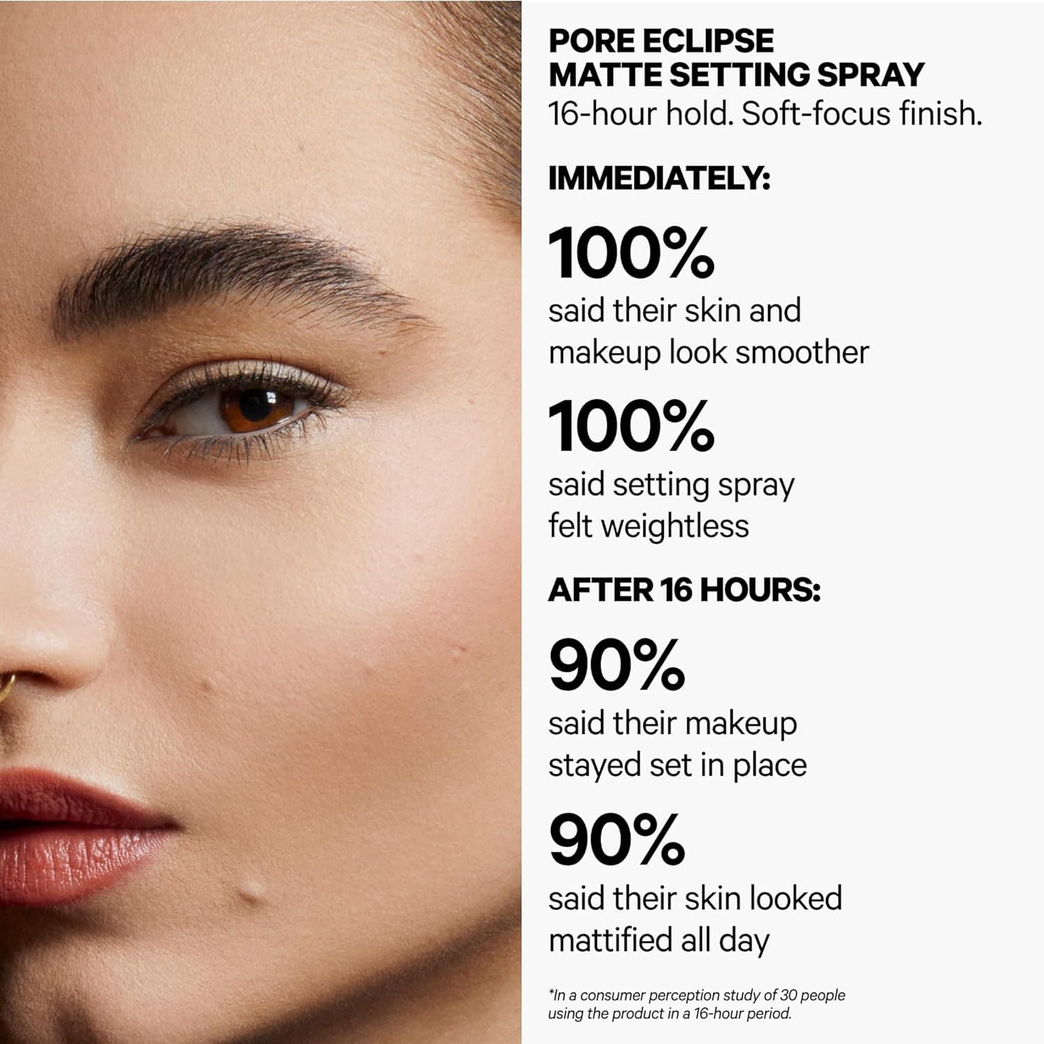 Milk Makeup Pore Eclipse Matte Setting Spray – Blurs Pores, Controls Shine + Sets Makeup for Up to 16 Hours – Long-Lasting, Oil + Alcohol-Free Facial Mist for a Soft, Matte Finish 2.9 Fl Oz (Pack of 1) - Image 3