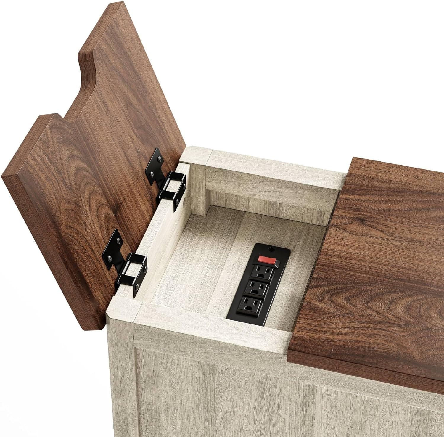 LINSY HOME Farmhouse End Table with Charging Station, Narrow Side Table for Living Room, Sofa Side Table with Drawer and Storage Cabinet, Small Nightstand for Home Office Wood Door Washed Grey and Brown 1 - Image 8