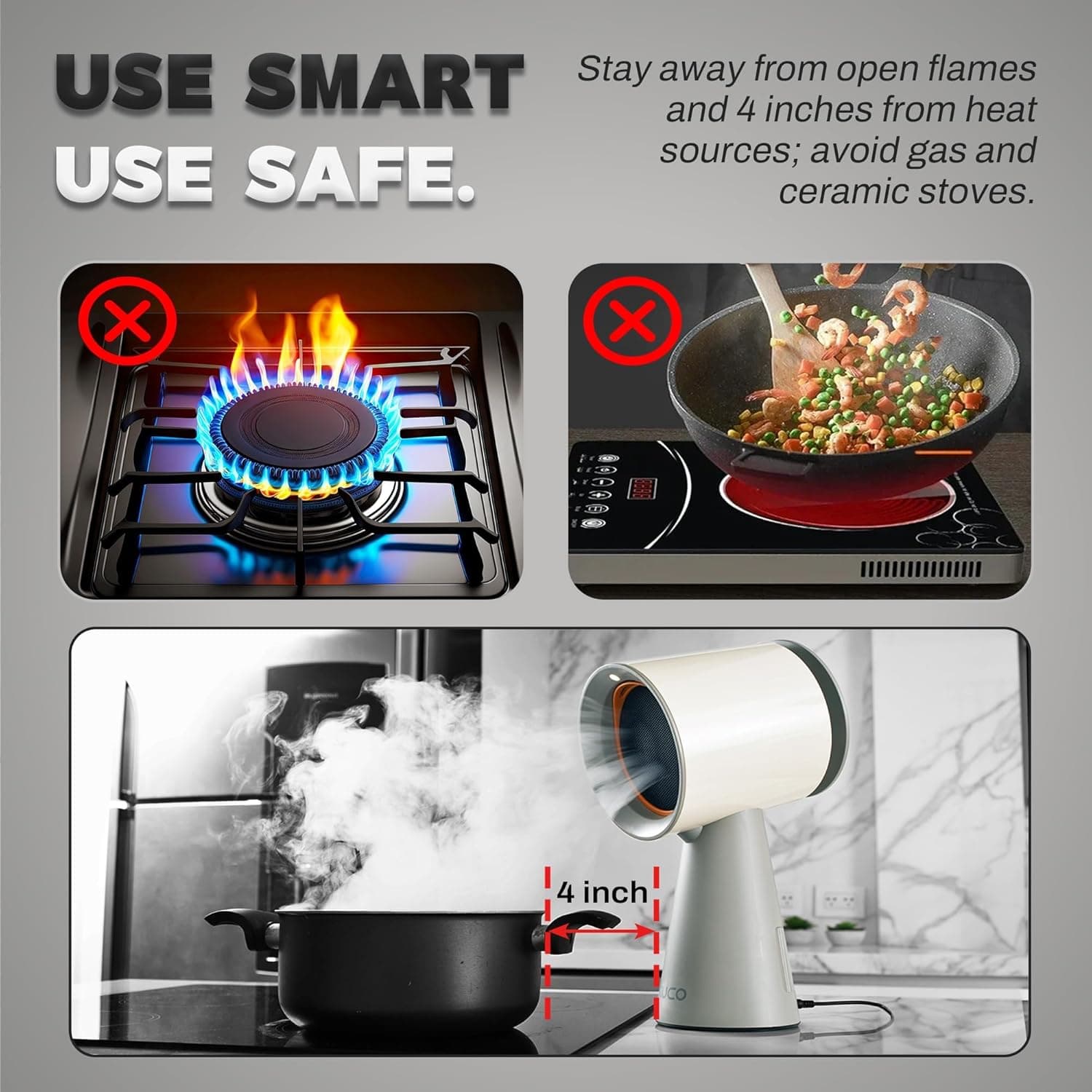 TUCO Portable Range Hood, Desktop Kitchen Exhaust Fan with 3 Speeds, Triple Filter Polymer, Aluminum & Carbon, Low Noise, Oil Collection Cup, Smoke Air Purifier for Indoor BBQ (Grey) - Image 10