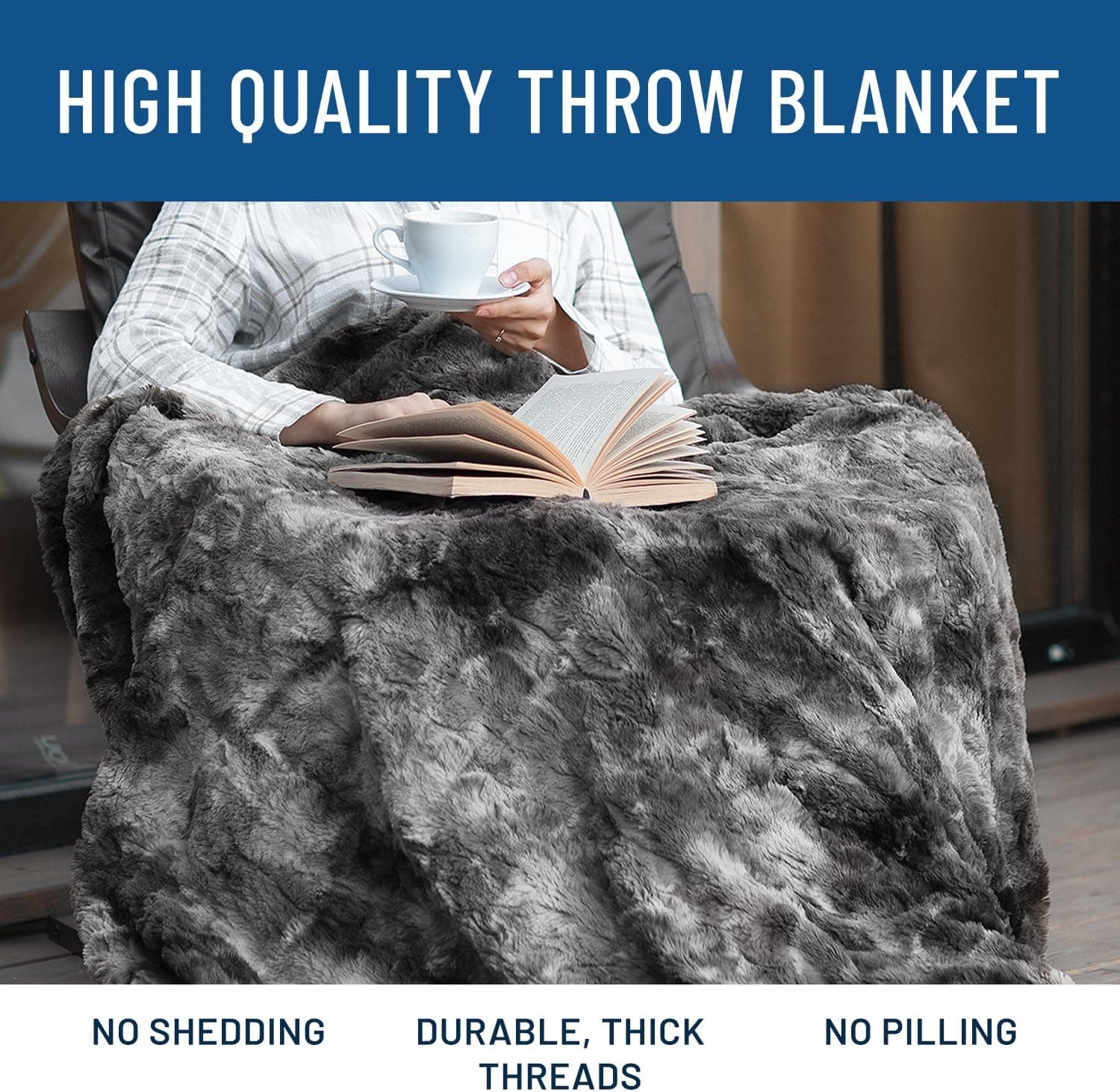 Everlasting Comfort Soft & Comfortable Gray Faux Fur Throw Blanket for Couch - (50"x65") Minky & Fluffy Fall Blankets & Throws, Plush Fuzzy Cover for Bed, Sofa & Living Room - Cozy Home Decor - Image 5