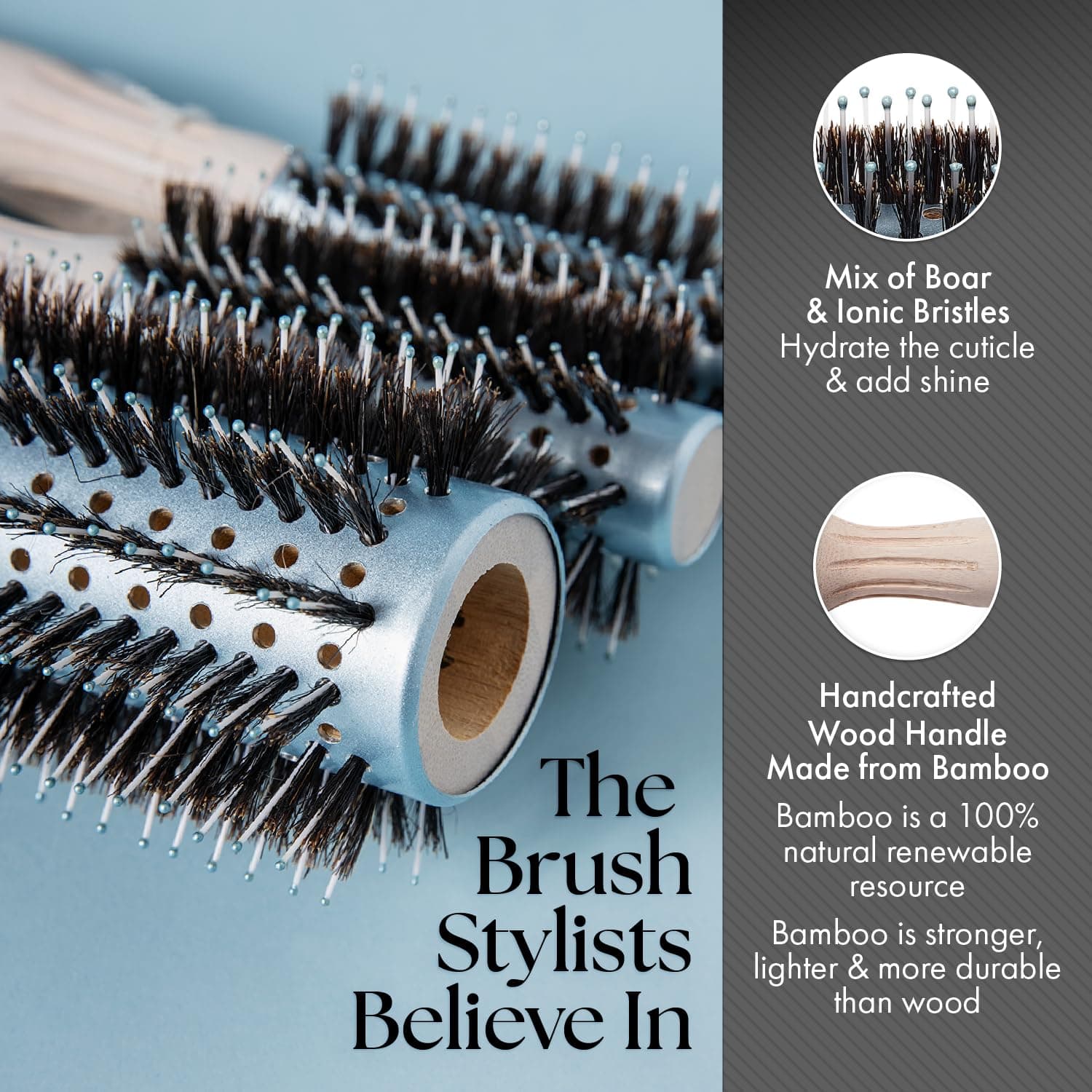 Amazon.com: Olivia Garden EcoHair Combo Vent Round Bamboo Hair Brush EH-COV44 (3") : Beauty & Personal Care - Image 7