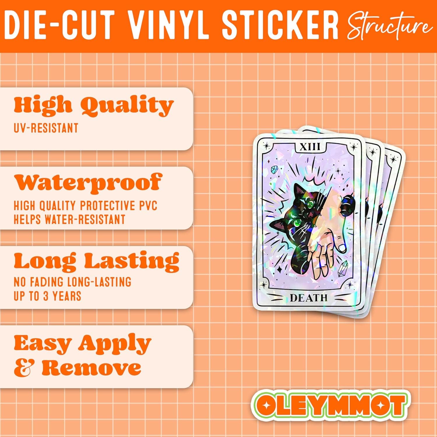 Amazon.com: Set 3Pcs Black Cat Tarot Card Holographic Sticker 3 Inches Funny Tarot Dark Humor Cat Lover Gothic Waterproof Die-Cut Vinyl Decals for Book Water Bottle Laptop Gifts Mom Dad Friend Coworker : Electronics - Image 3