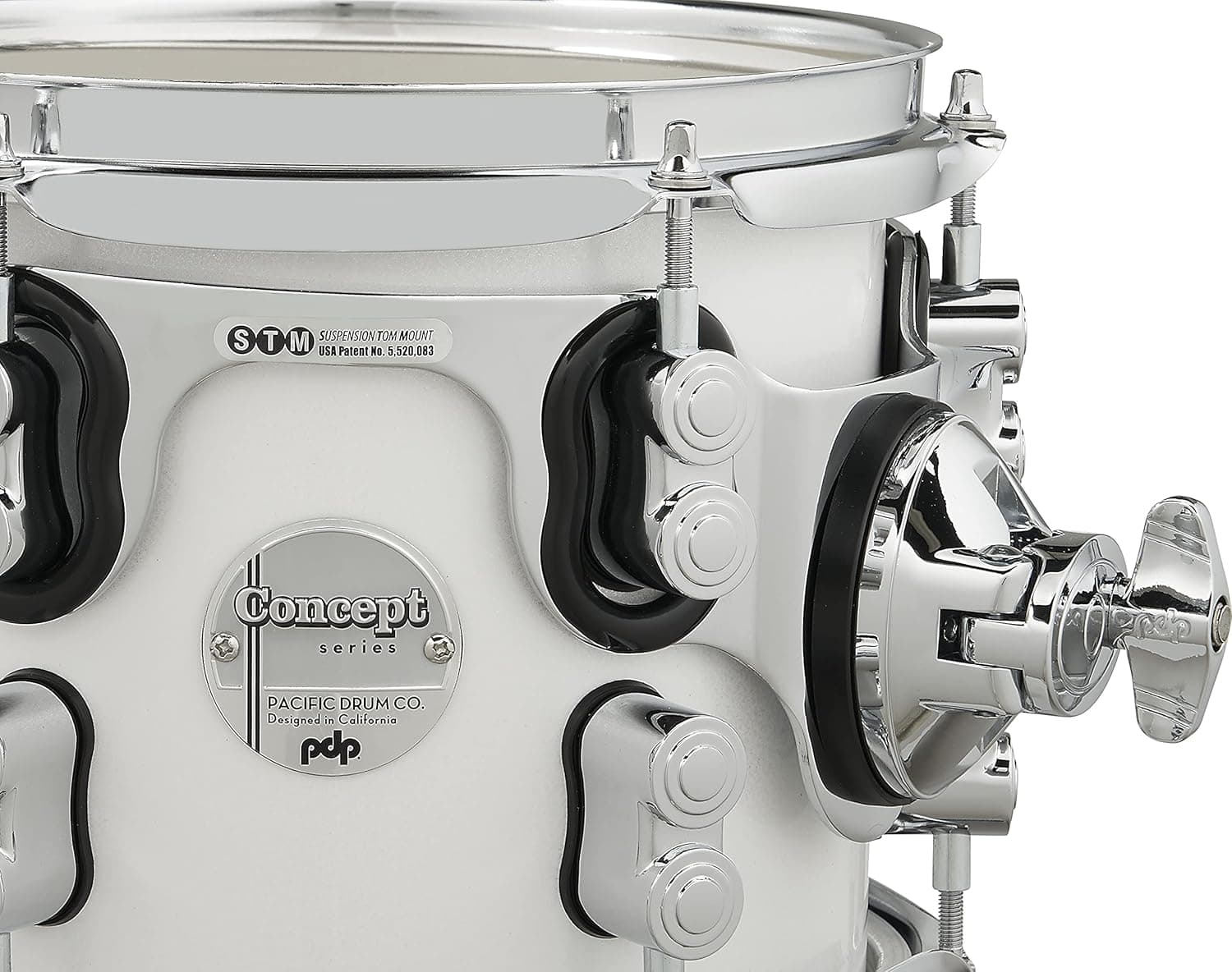 PDP By DW 7-Piece Concept Maple Shell Pack with Chrome Hardware Pearlescent White Concept Maple 7-Piece Pearlexcent White Base - Image 7