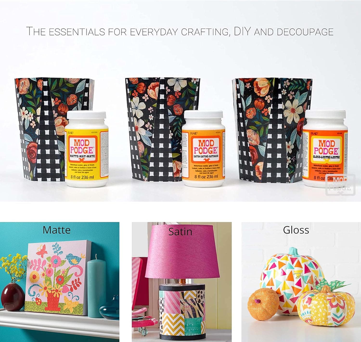 Mod Podge Gloss Sealer, Glue & Finish: All-in-One Craft Solution- Quick Dry, Easy Clean, for Wood, Paper, Fabric & More. Non-Toxic - Craft with Confidence, Made in USA, 16 oz., Pack of 1 - Image 6