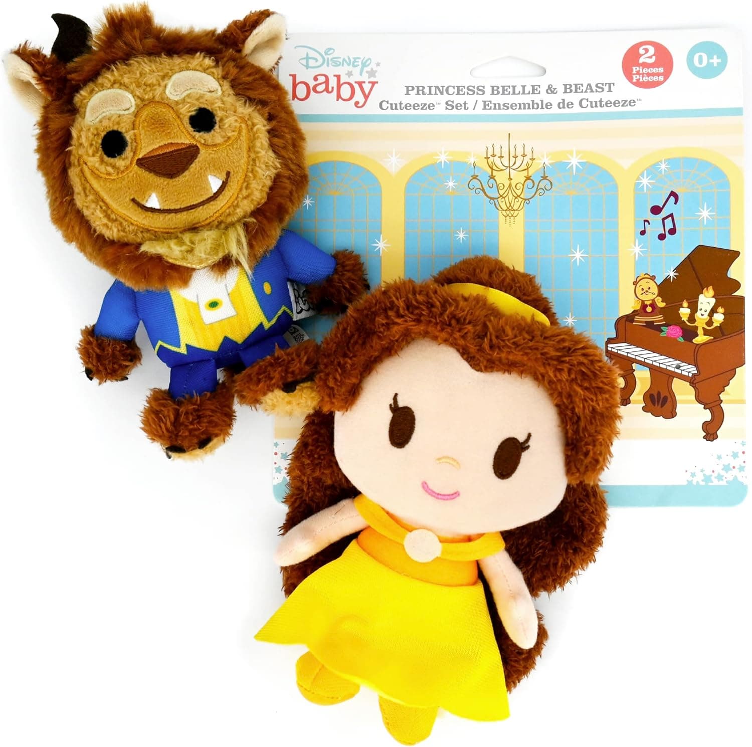 KIDS PREFERRED Disney Baby Cuteeze Beauty and The Beast Belle and Beast Stuffed Animal Plush Toys 2 Piece Set for Baby and Toddler Boys and Girls - 7 Inches - Image 2