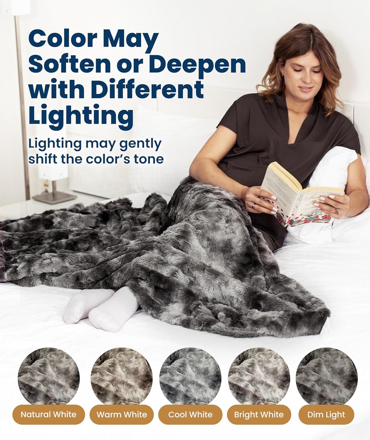 Everlasting Comfort Soft & Comfortable Gray Faux Fur Throw Blanket for Couch - (50"x65") Minky & Fluffy Fall Blankets & Throws, Plush Fuzzy Cover for Bed, Sofa & Living Room - Cozy Home Decor - Image 7