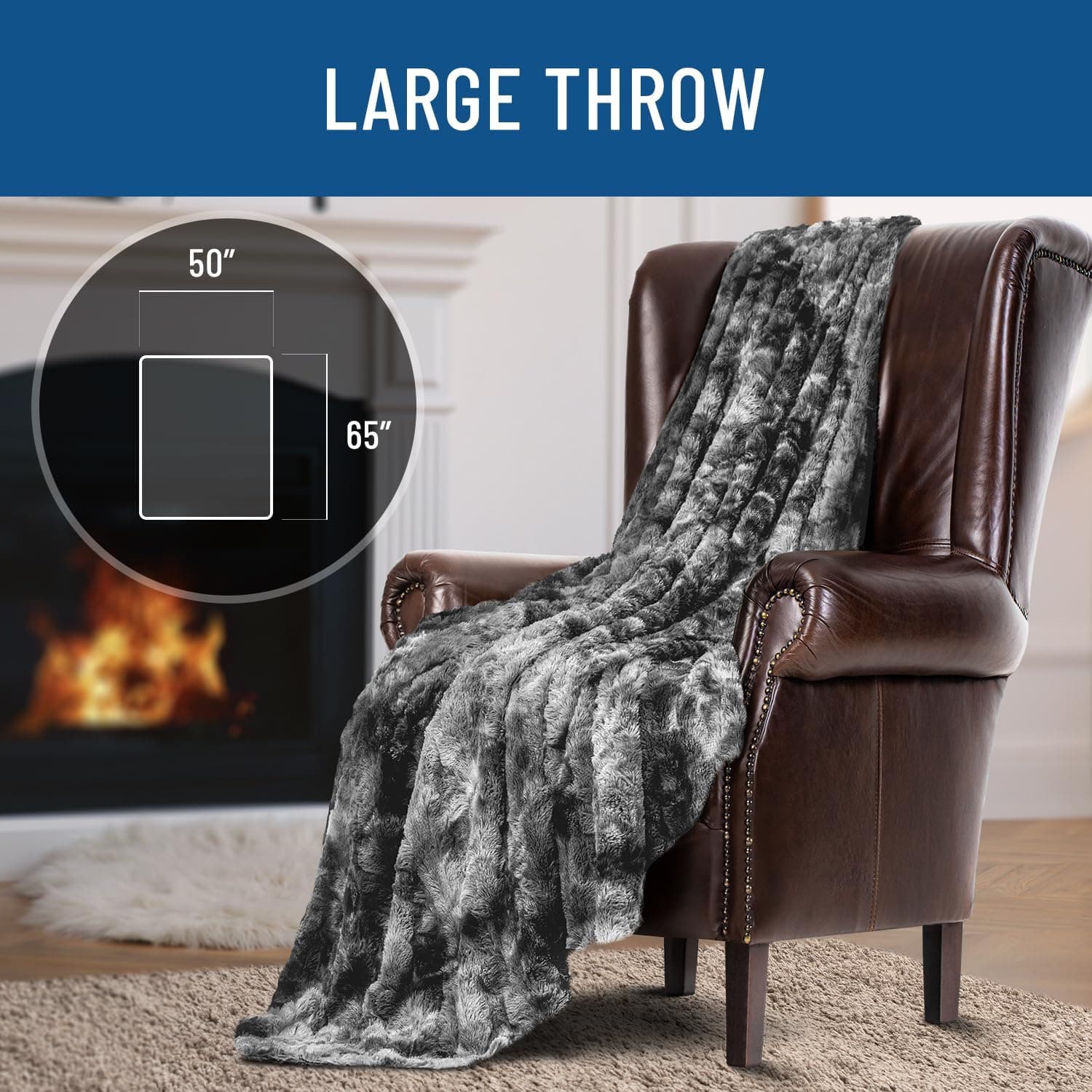 Everlasting Comfort Soft & Comfortable Gray Faux Fur Throw Blanket for Couch - (50"x65") Minky & Fluffy Fall Blankets & Throws, Plush Fuzzy Cover for Bed, Sofa & Living Room - Cozy Home Decor - Image 7