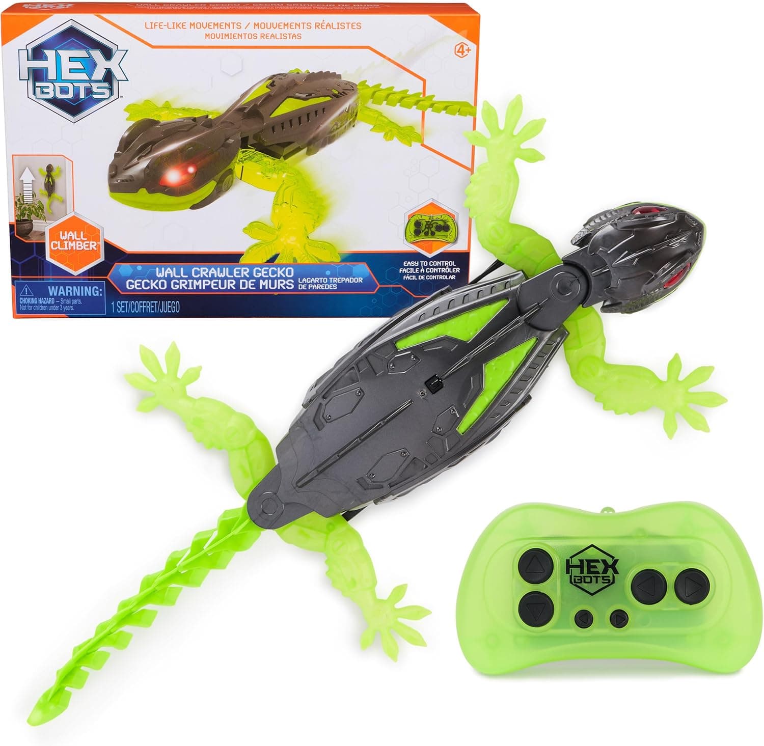 HEX BOTS Wall Crawler Gecko with Official Wall Climber Technology, Rechargeable Remote Control Robot Kids Toys, Prank Toys for Boys & Girls Ages 4 & Up Gecko Rc (Original) - Image 2