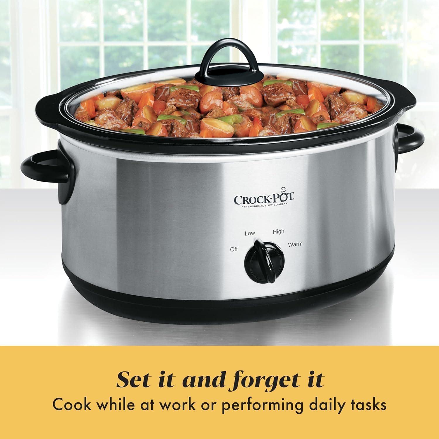 Crock-Pot 7 Quart Oval Manual Slow Cooker, Stainless Steel (SCV700-S-BR), Versatile Cookware for Large Families or Entertaining 7 Quarts Stainless Steel - Image 6