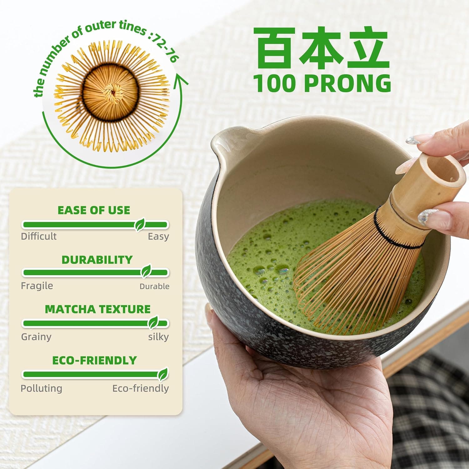 TEANAGOO Matcha Whisk Set Black,7 Pcs Matcha Set,Matcha Kit for Ceremony,Tradition Tea Set for Making Breakfast/Latte,Matcha Whisk Set with Bowl(Chawan)/Whisk and Holder,Gift for Family/Friend Charcoal Black 1 7pcs/set, Bowl with pouring spout - Image 5