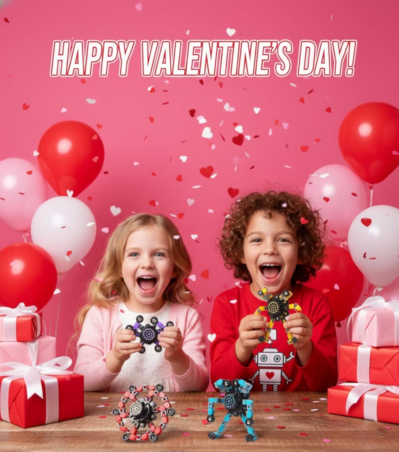 Regalos de San Valentín Juguetes Transformables Spinners Antiestrés 4 Pcs para Niños y Adultos Juguetes Sensoriales para Niños y Niñas de 8 a 13 Años Giroscopios de Dedos Rellenos para Cestas de Pascua para Adolescentes juguetes antiestrés 4pc - Image 3