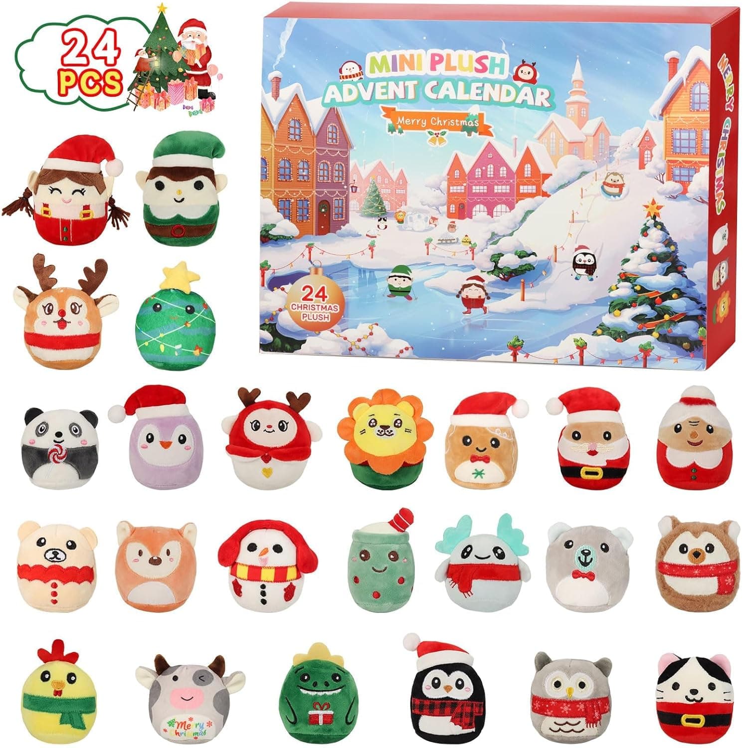 Advent Calendar 2025 with Cute Plush Toys - 24 Days Surprise Plush Advent Calendar Contains 24 Collectible 3.15in Kawaii Squishy Plushies, Soft Mini Stuffed Animal Christmas Gift for Kids Teen Boys Girls Adult - Image 2