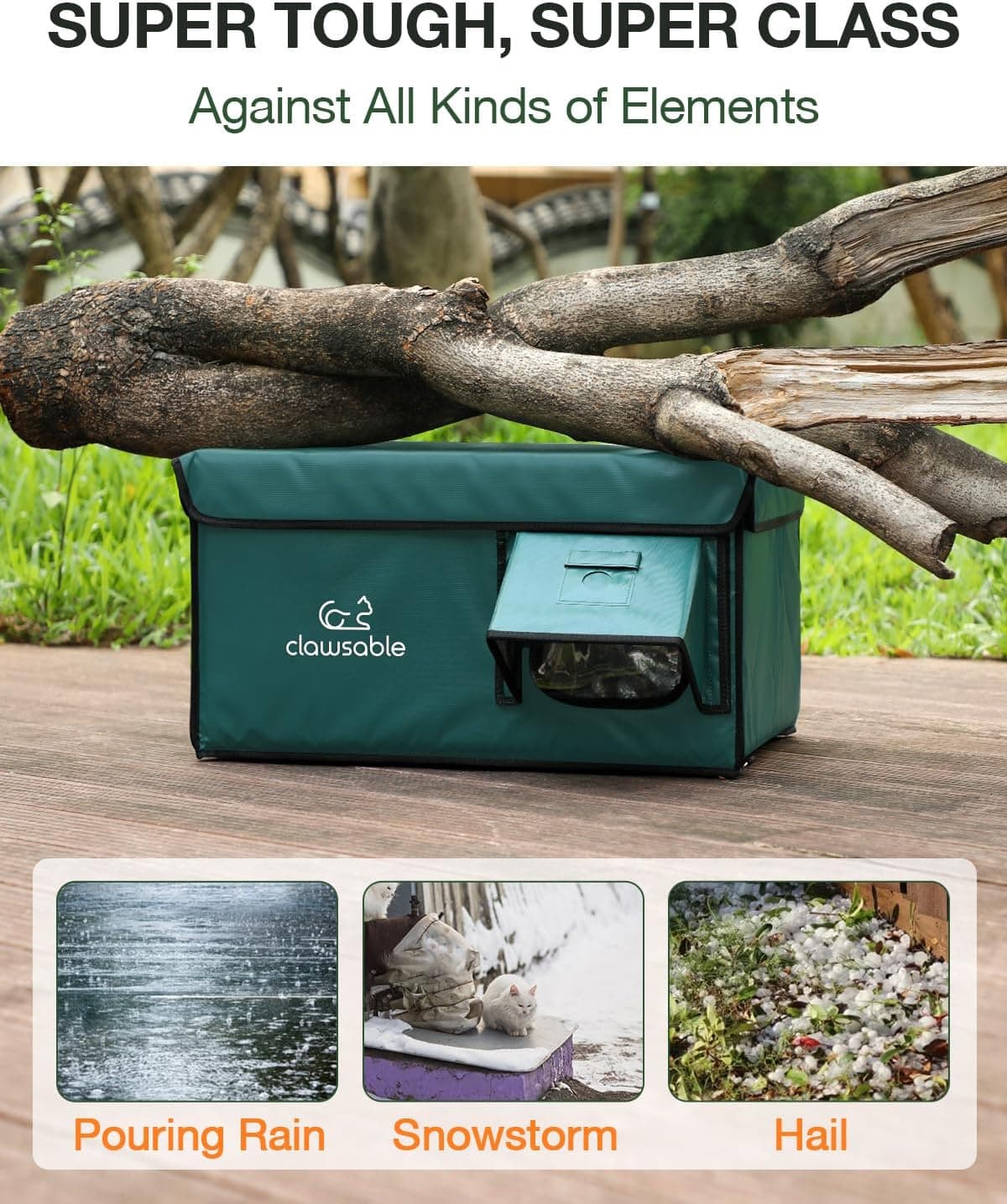 Indestructible Heated Cat House for Outside Cats Winter, 100% Weatherproof, Safe Escape Door, Insulated Outdoor Cat Shelter with Heater for Feral Barn Cat Kitty (Forest Green, 12.6"x16.5"x12.6") Forest Green 12.6"x16.5"x12.6" - Image 5