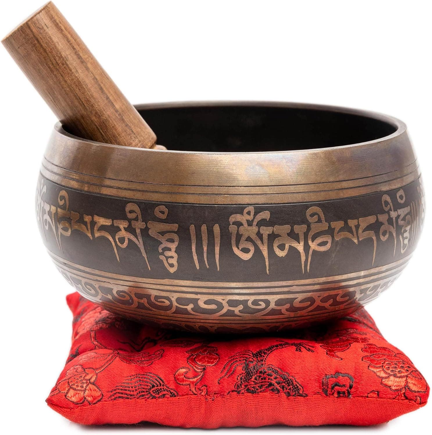 Premium Tibetan Singing Bowl Set – Handmade in Nepal Sound & Meditation Bowl – Spiritual Decor for Yoga, Wellness Spaces & Relaxation by Himalayan Bazaar (Brown & Red) Brown - Red 4 Inches - Image 9