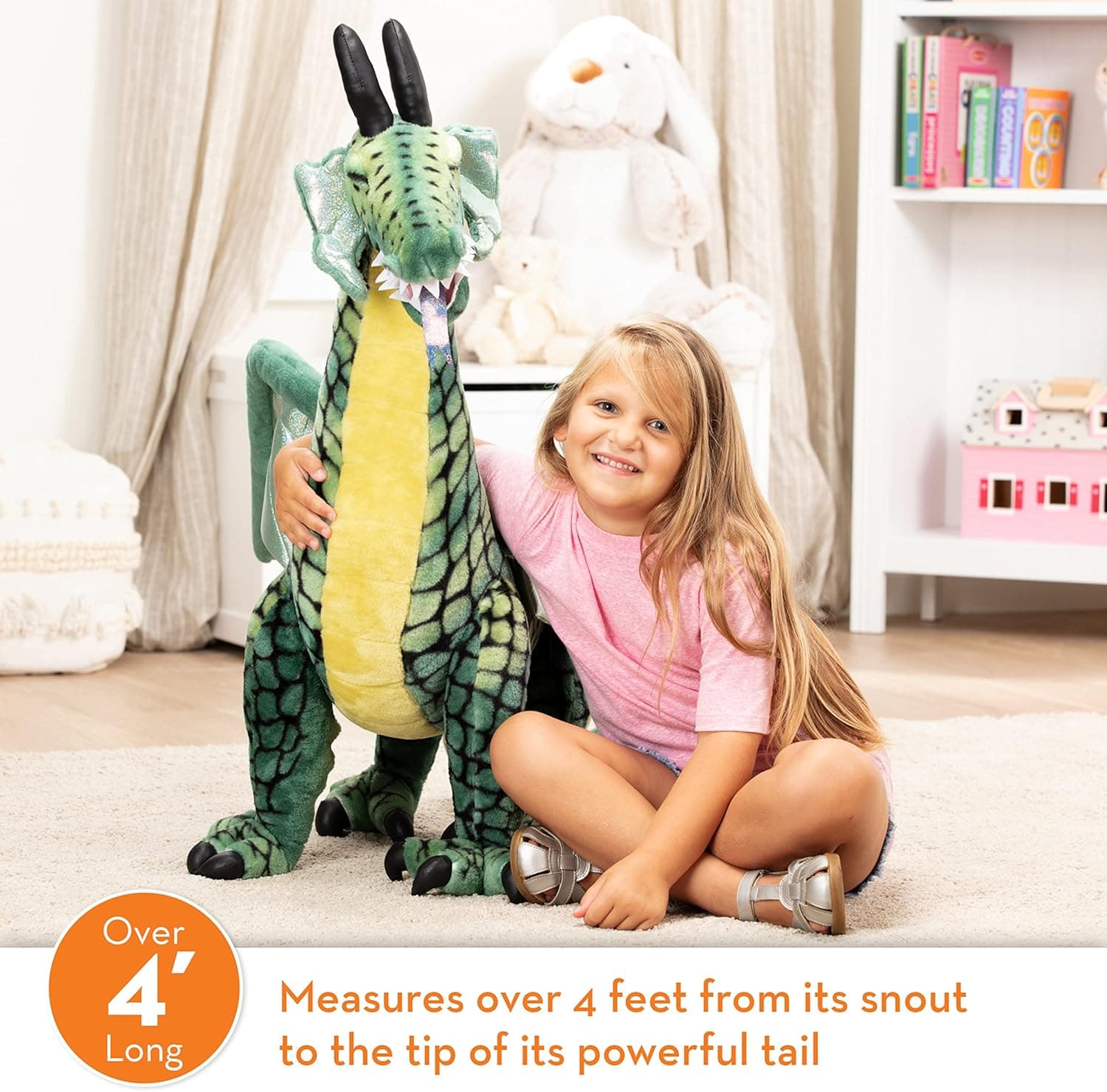 Melissa & Doug Lifelike Plush Giant Winged Dragon Stuffed Animal (36 x 40.5 x 16 in) - Image 3